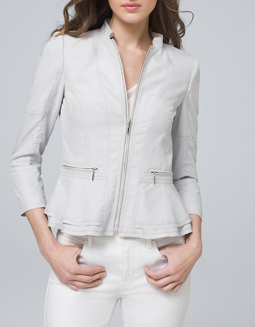 White Print Light Cotton Overhead Blouse