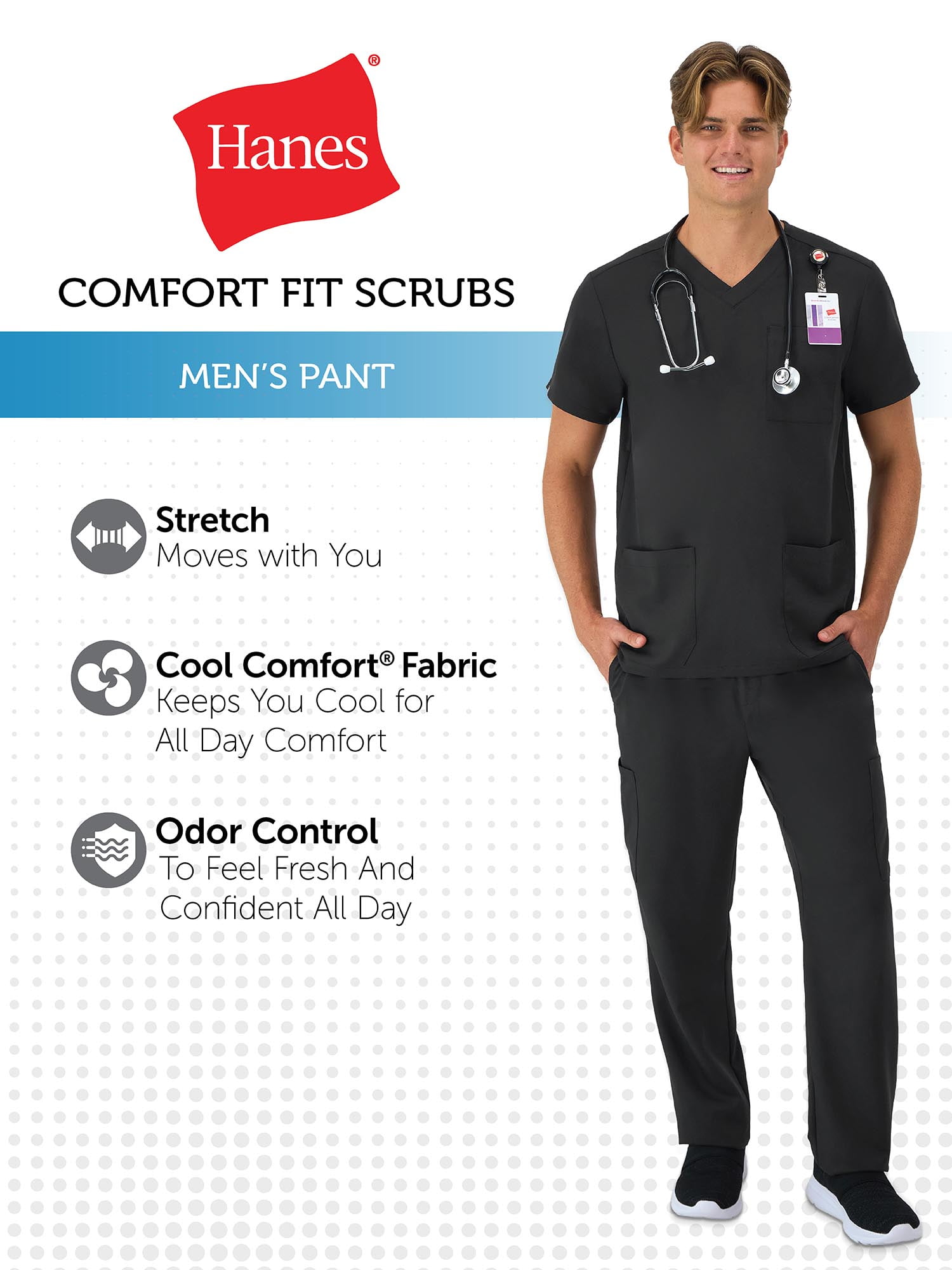 Hanes Men's Comfort Fit Scrubs Drawstring Straight-Leg Pants, Sizes up-to 3X - Image 5