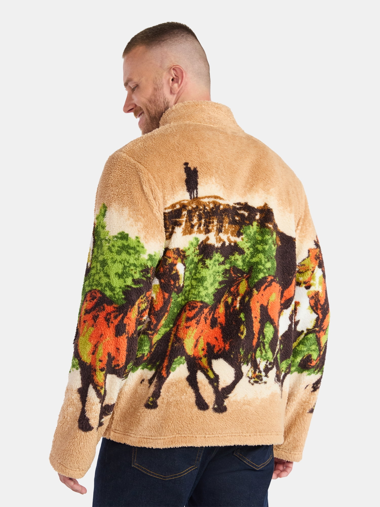 Coors Men's and Big Men's Scenic Print Fleece Quarter Zip Jacket, Sizes XS-3XL - Image 3