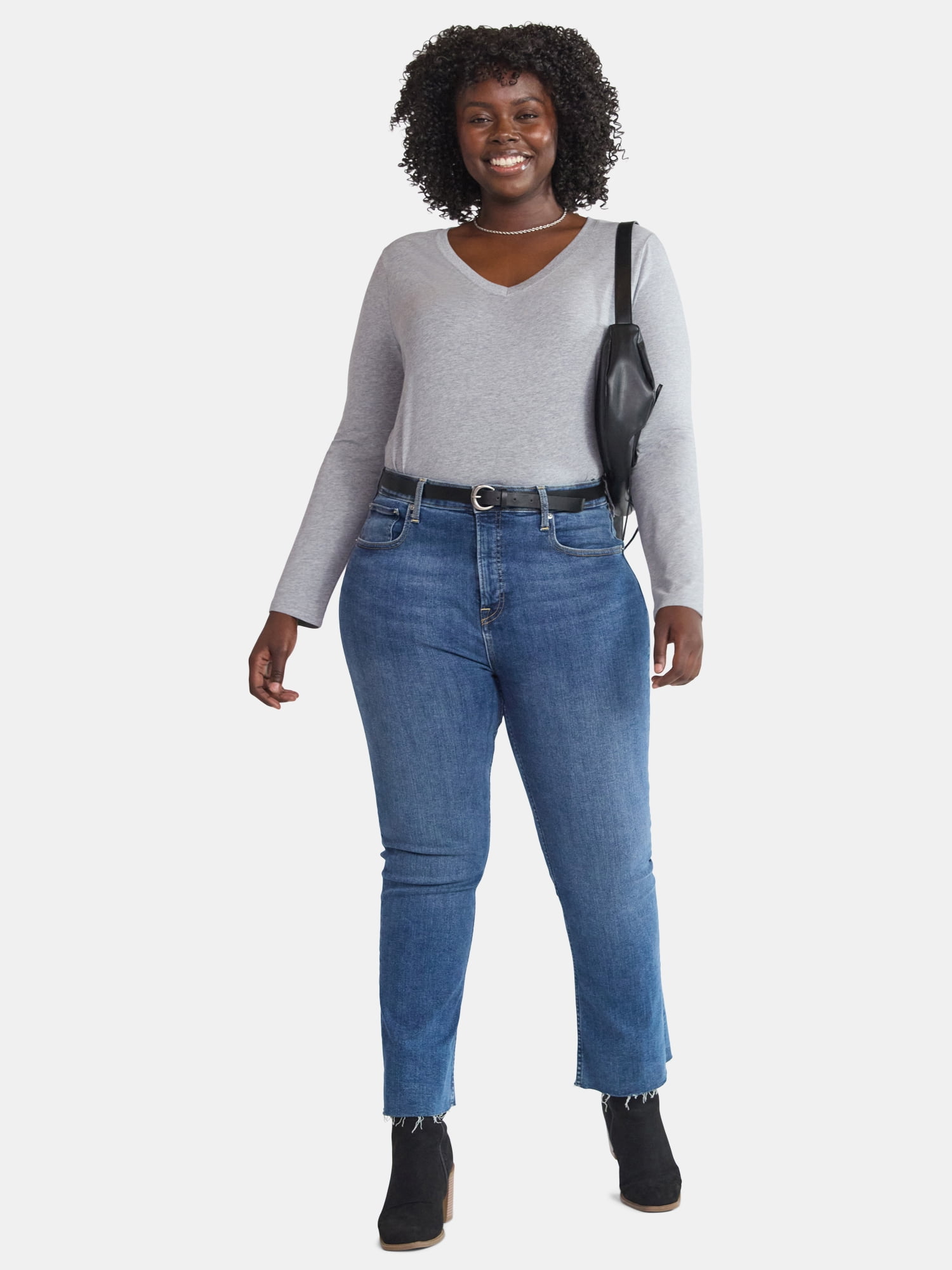 (3 Pack) Terra & Sky Women's Plus Size V-Neck Tee with Long Sleeves, Sizes 0X-5X - Image 3