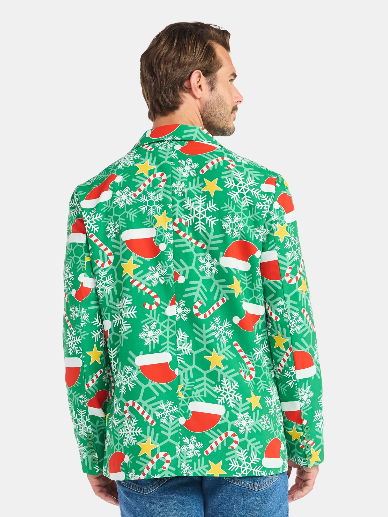 Jolly Knits Men's and Big Men's Christmas Holiday Print Suit Jacket Blazer, Sizes S-3XL - Image 4
