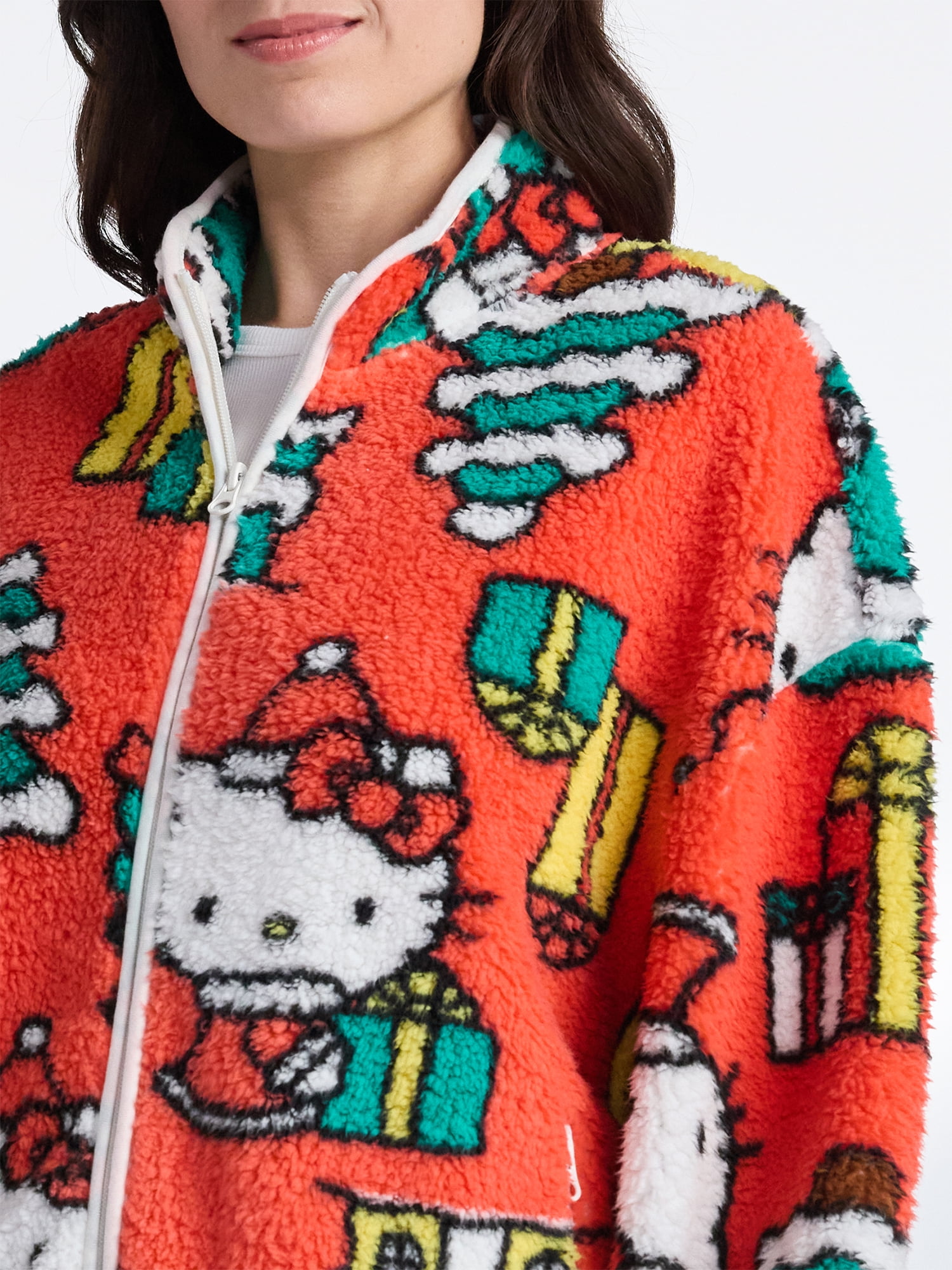 Hello Kitty Women’s Christmas Print Woobie Fleece Jacket, Sizes XXS-XXL - Image 5