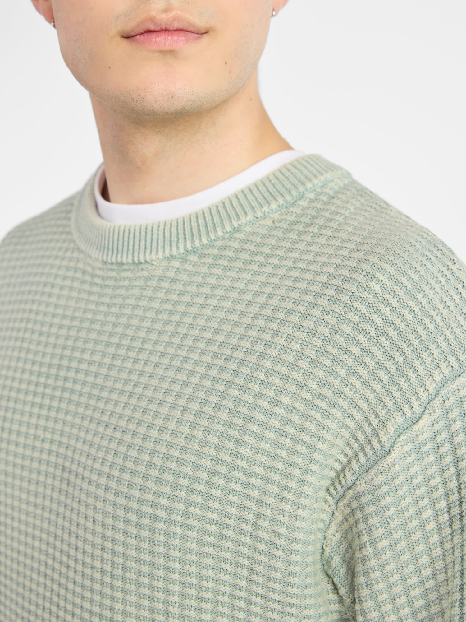No Boundaries Men's & Big Men's Thermal Stitch Crewneck Sweater, Midweight, Sizes XS-3XL - Image 4