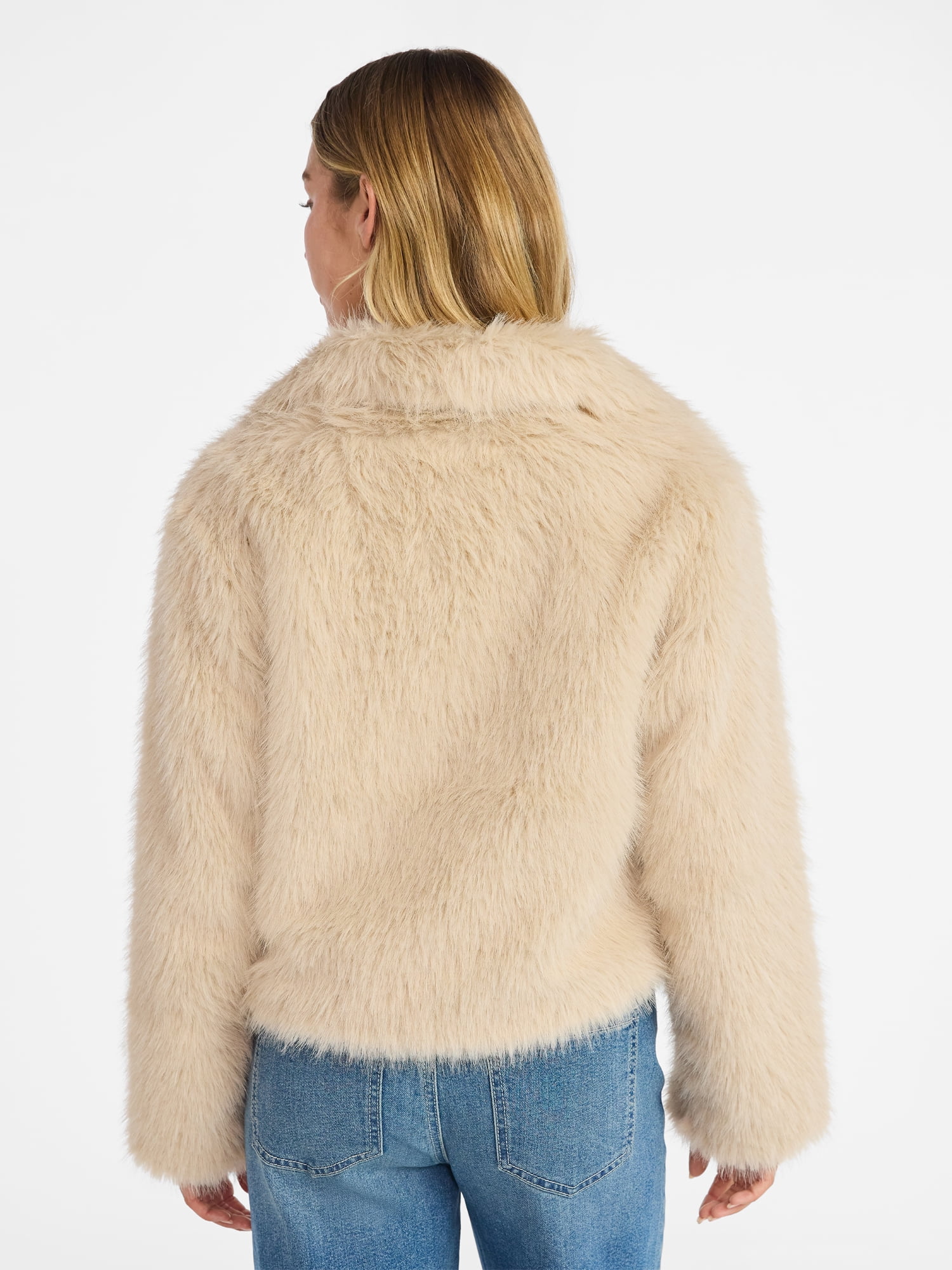 No Boundaries Faux Fur Coat, Women's and Plus - Image 3