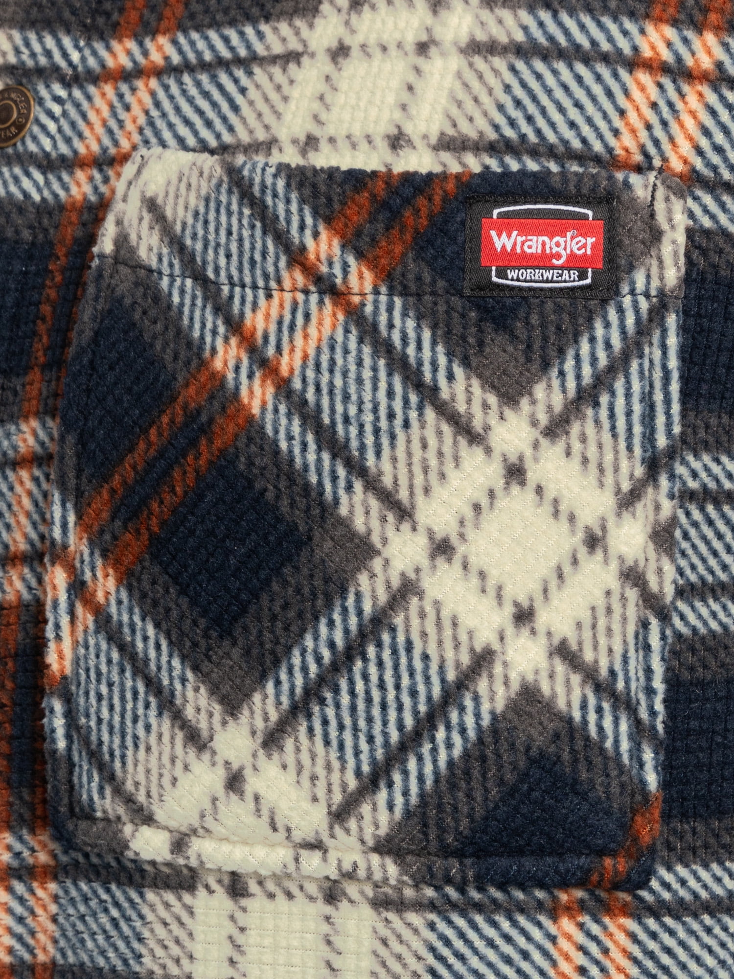 Wrangler Workwear Men's Button-up Bonded Flannel Texture Long Sleeve Overshirt, Size S-3XL - Image 6