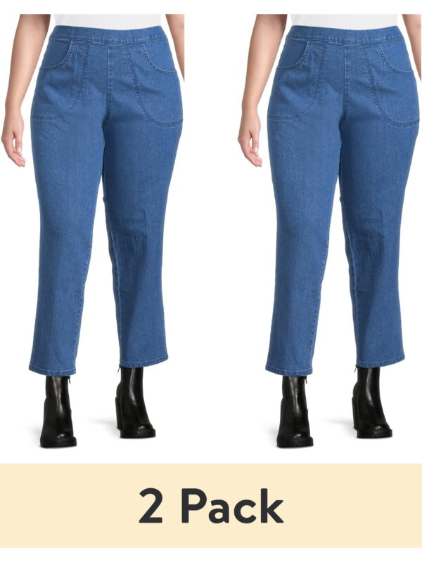 (2 pack) JMS Just My Size by Hanes Women's Plus Size 2 Pocket Pull On Pants, Single and 2 Pack