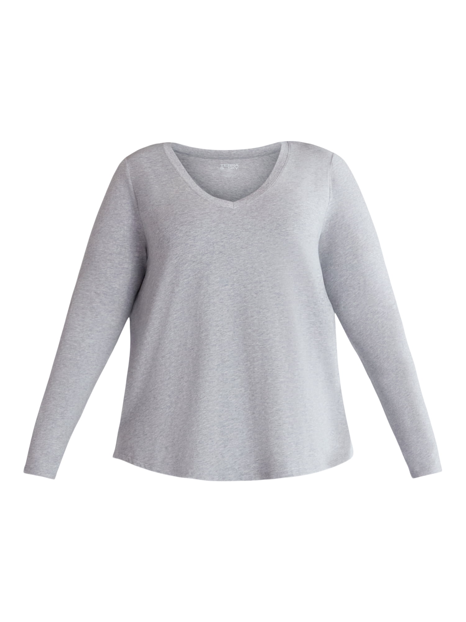 (3 Pack) Terra & Sky Women's Plus Size V-Neck Tee with Long Sleeves, Sizes 0X-5X - Image 7
