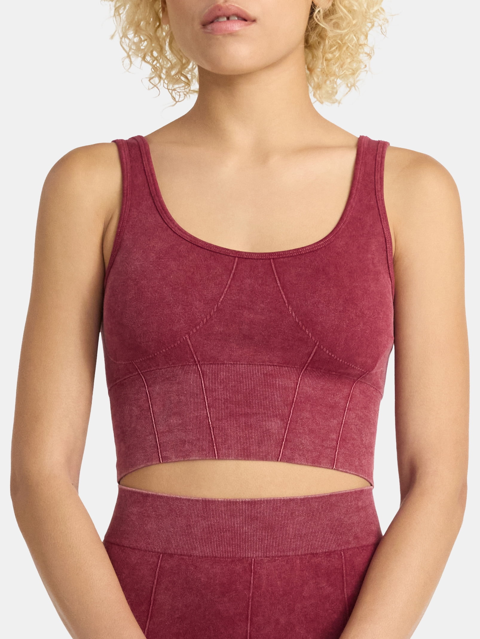 No Boundaries Seamless Scoop Cropped Tank and Flare Leggings Set, 2-Piece, Women’s - Image 3