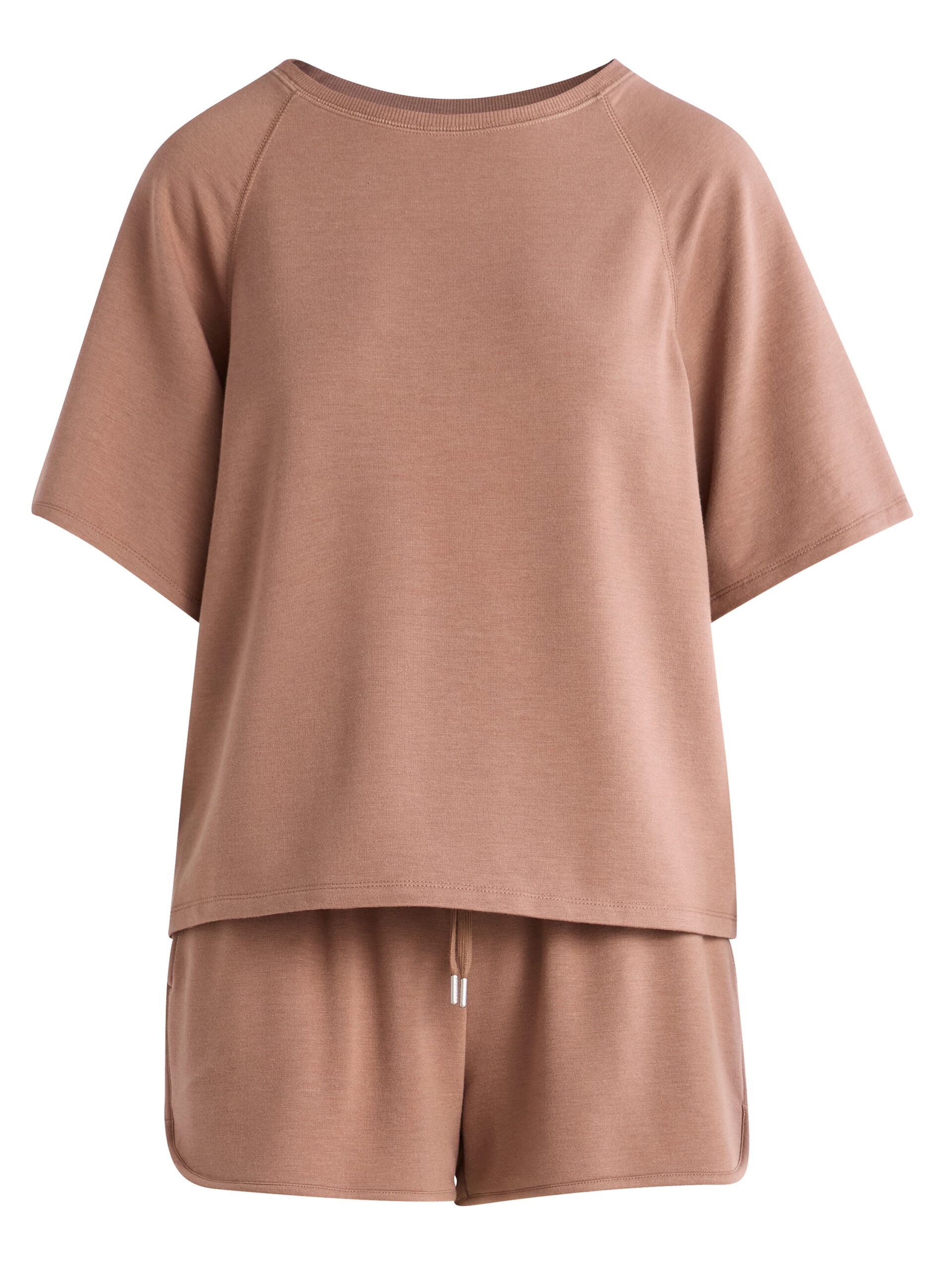 Joyspun Women's French Terry Short Sleeve Top and Shorts Set, 2-Piece, Sizes XS-3X - Image 2