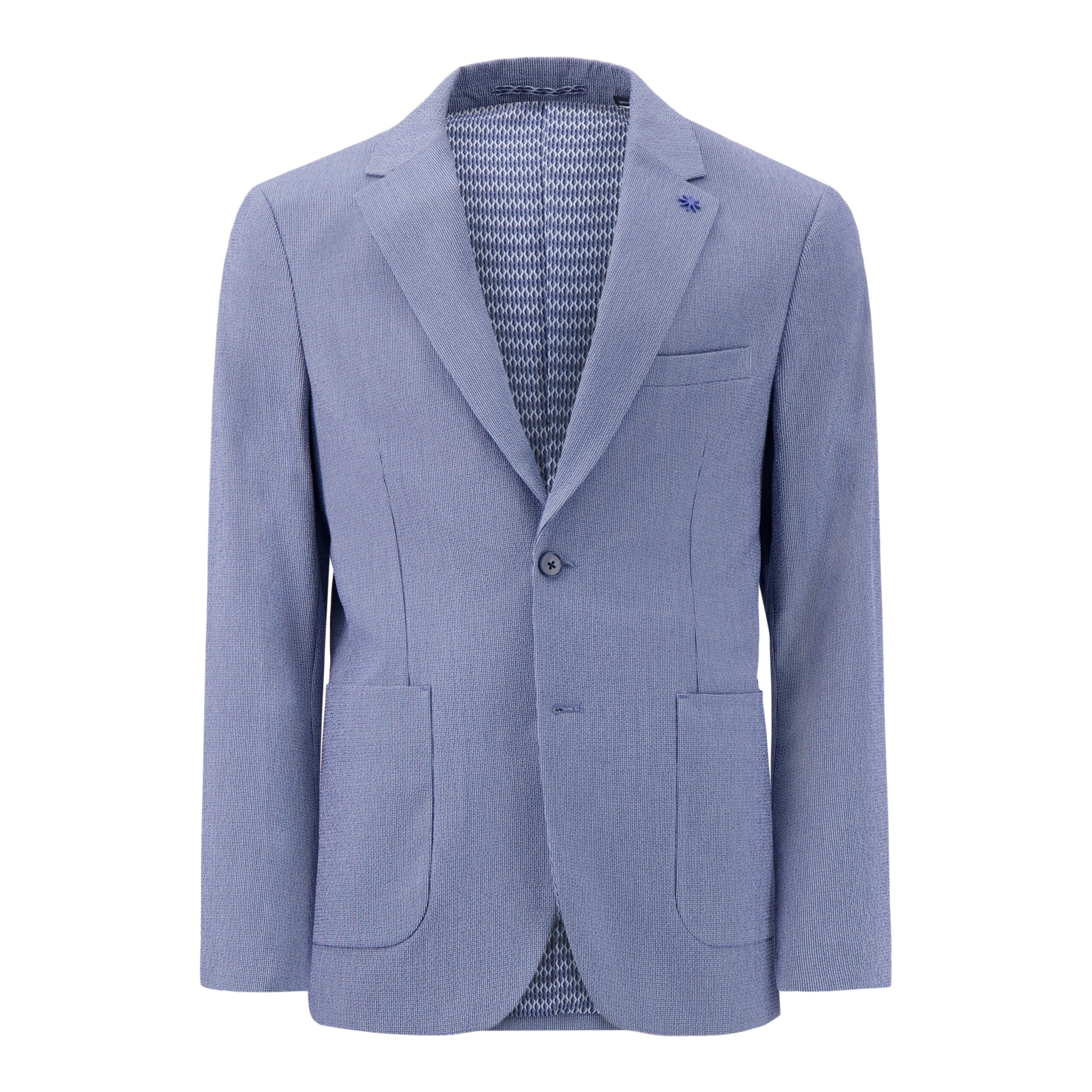 Report Collection Single Breast Full Lined Patch Pocket Seersucker Men's Jacket - Image 4