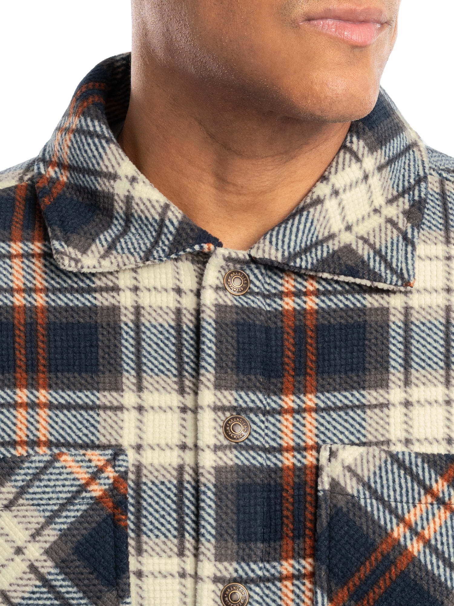 Wrangler Workwear Men's Button-up Bonded Flannel Texture Long Sleeve Overshirt, Size S-3XL - Image 5