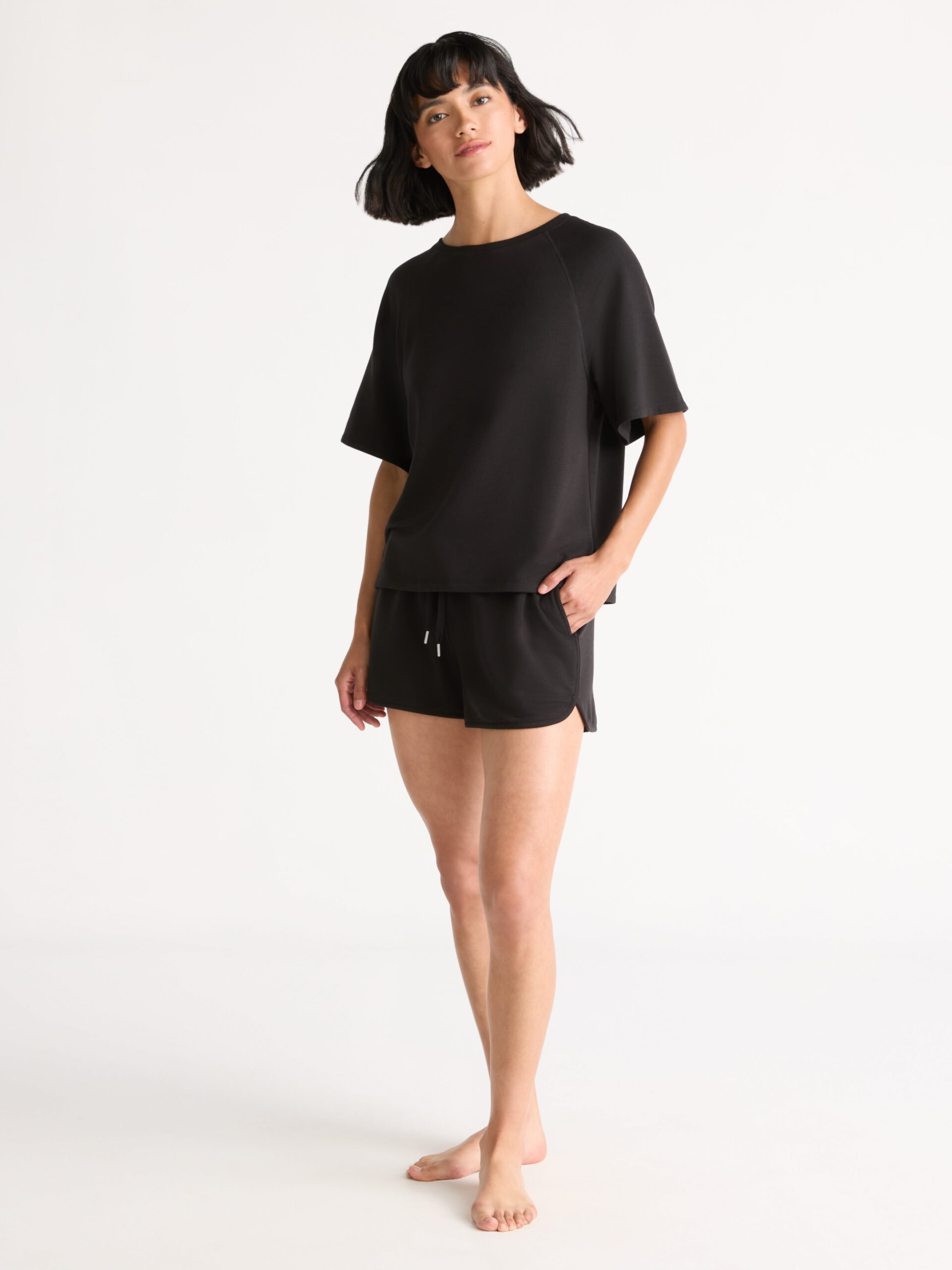 Joyspun Women's French Terry Short Sleeve Top and Shorts Pajama Set, 2-Piece, Sizes XS-3X - Image 3