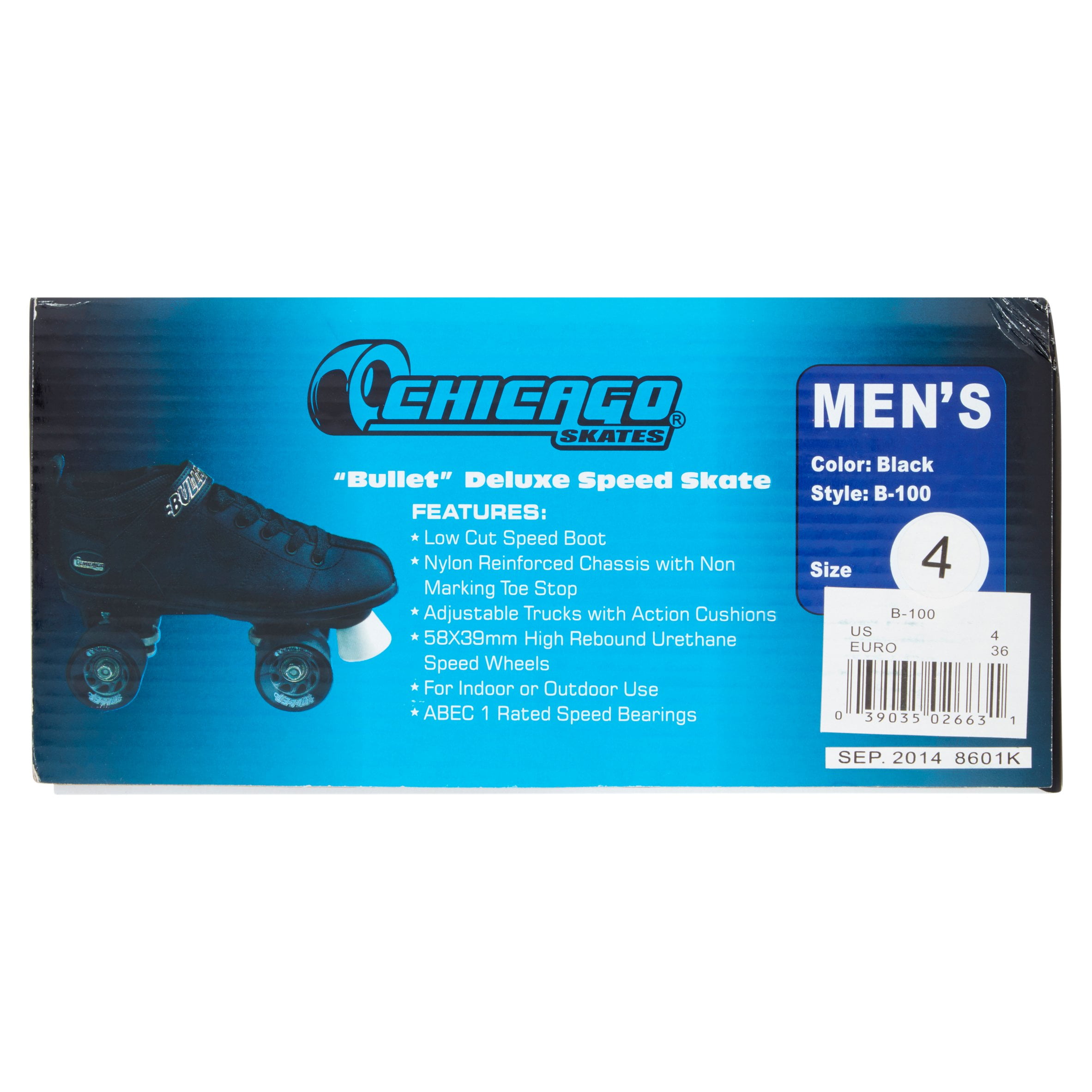 Chicago Mens’ Bullet Speed Skates Black Classic Quad Roller Skate, Size 4 - Image 3