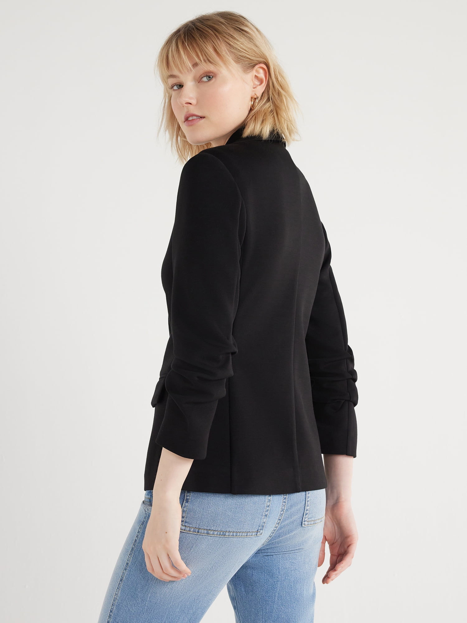 Scoop Women's and Women’s Plus Ultimate ScubaKnit Relaxed Blazer with Scrunch Sleeves, Sizes XS-4X - Image 3