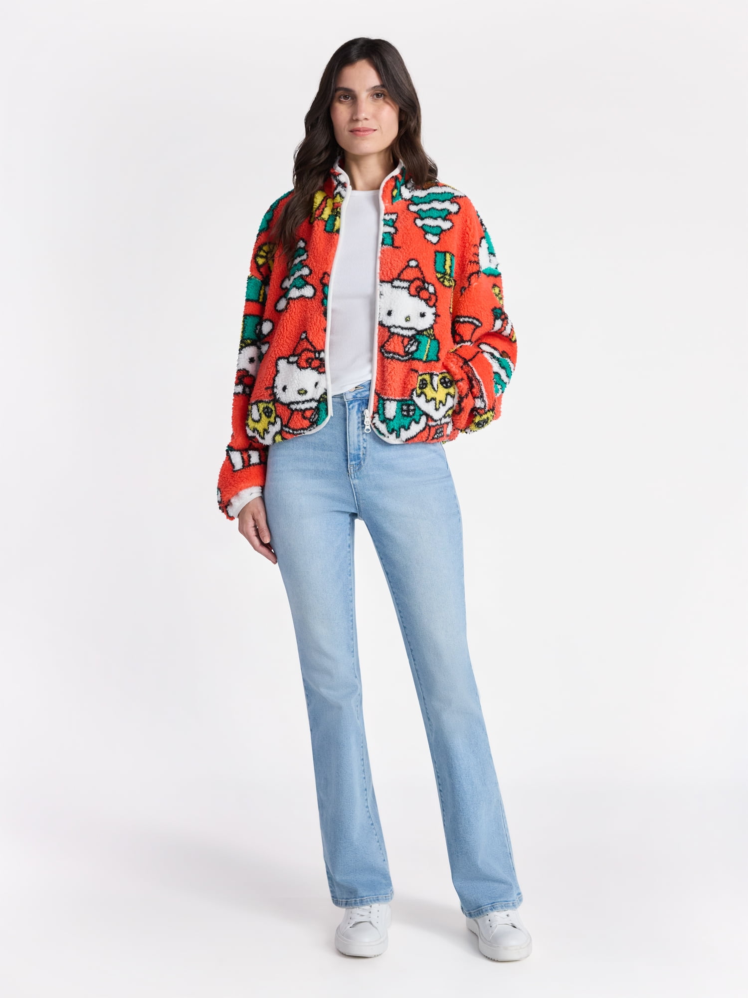 Hello Kitty Women’s Christmas Print Woobie Fleece Jacket, Sizes XXS-XXL - Image 3