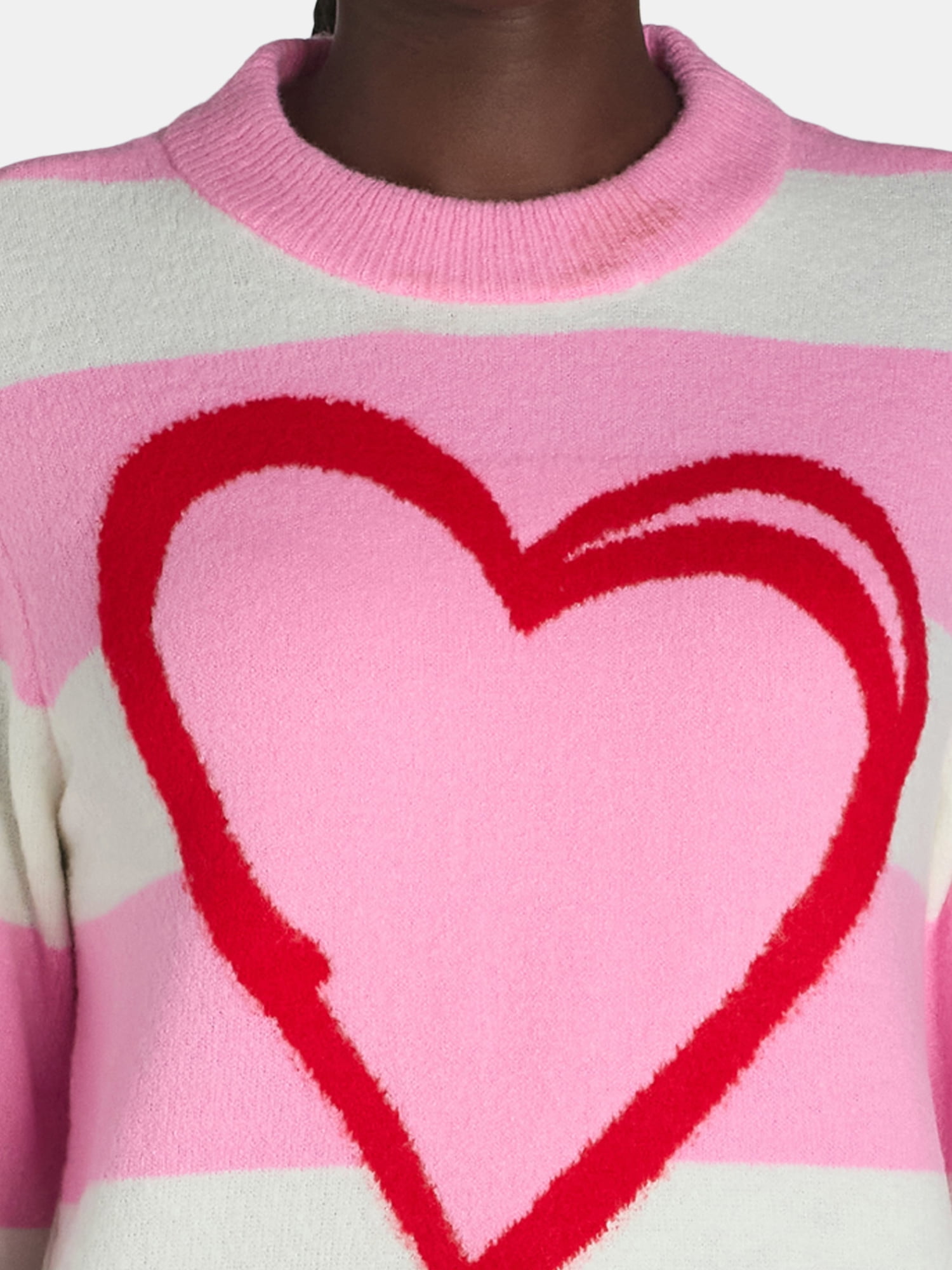 99 Jane Street Women’s and Women's Plus Striped Sweater with Heart Design, Sizes XS-4X - Image 4