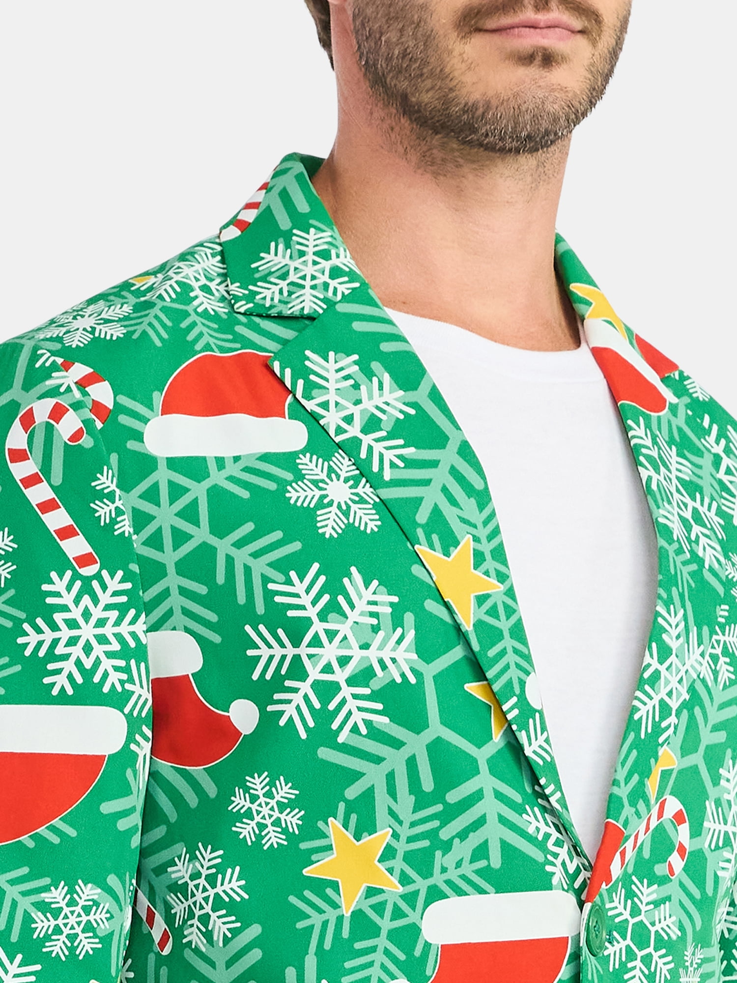 Jolly Knits Men's and Big Men's Christmas Holiday Print Suit Jacket Blazer, Sizes S-3XL - Image 5