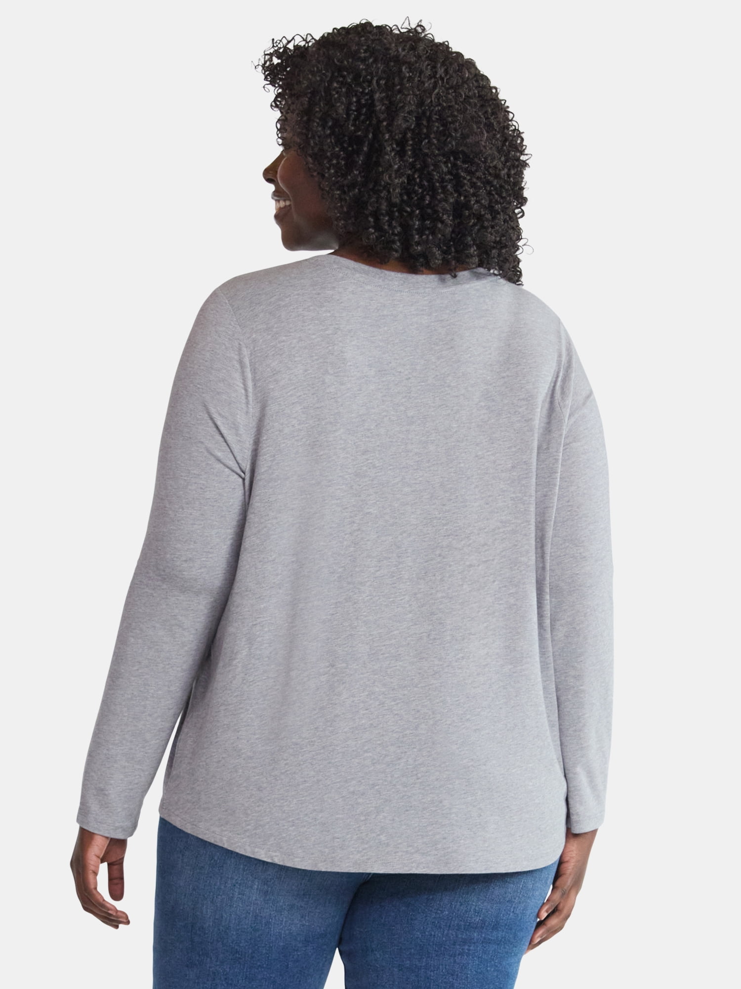 (3 Pack) Terra & Sky Women's Plus Size V-Neck Tee with Long Sleeves, Sizes 0X-5X - Image 4