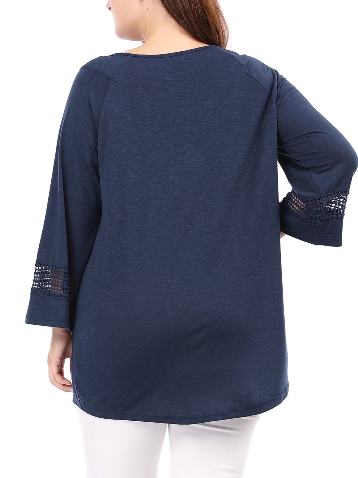 Unique Bargains Women's Plus Kimono Raglan Sleeves Ruched Front Blouse Top - Image 4