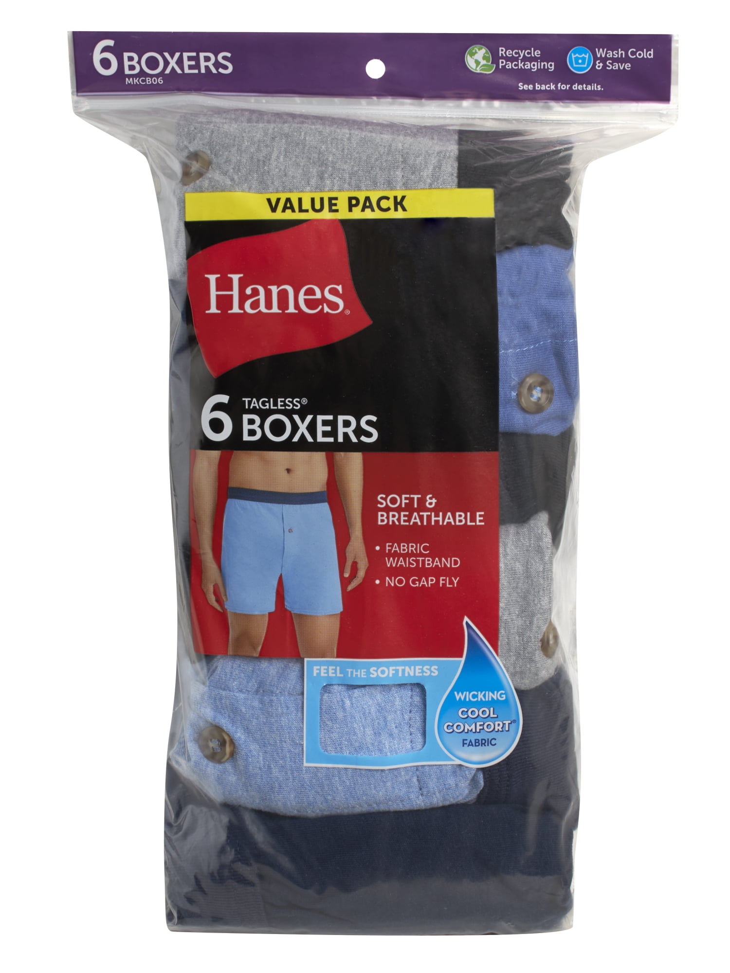 Hanes ComfortSoft Men's Boxers Pack, Moisture-Wicking Cotton Jersey, 6-Pack - Image 2
