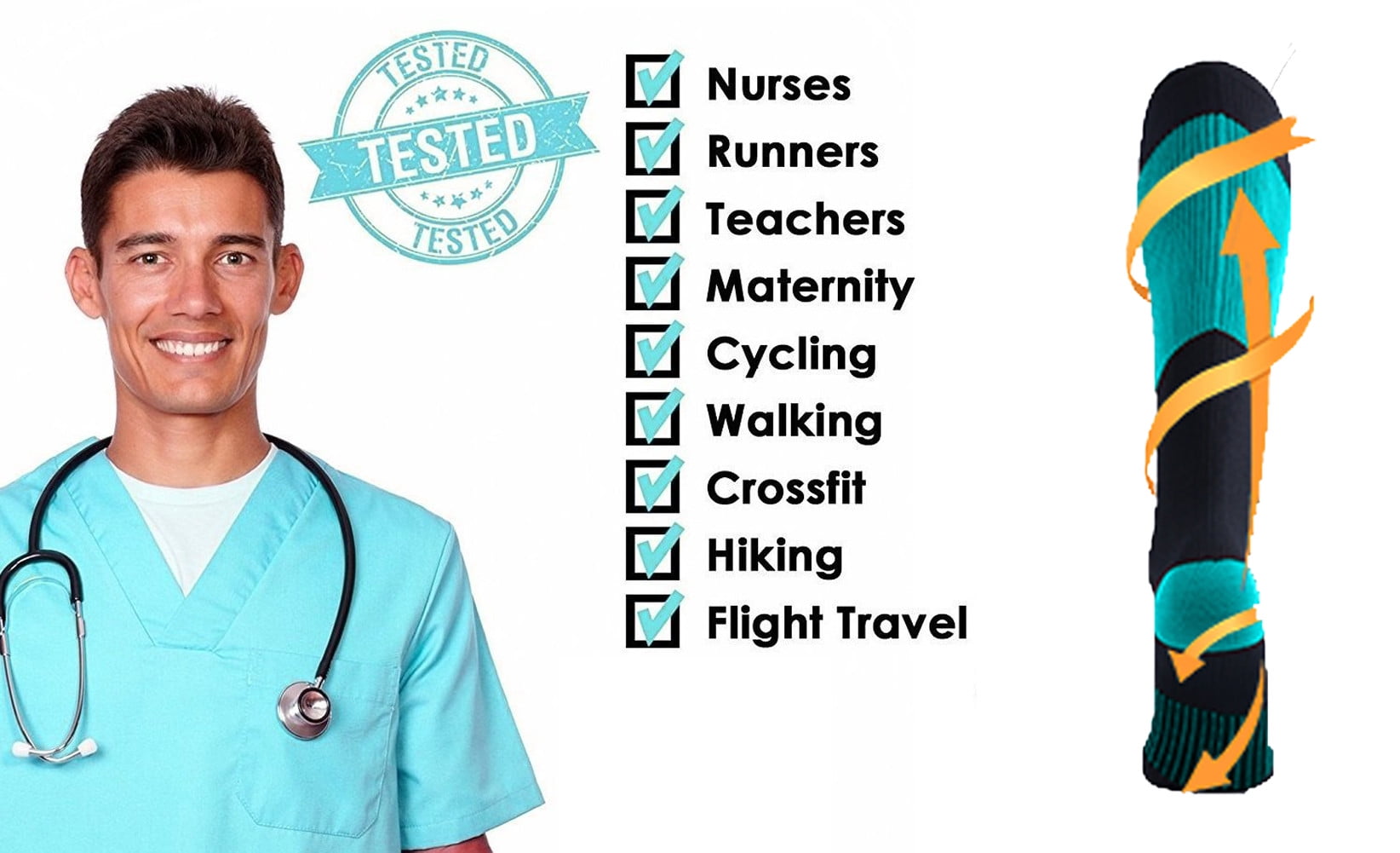 Extreme Fit Copper Compression Socks for Men & Women, 6 Pairs - Image 2