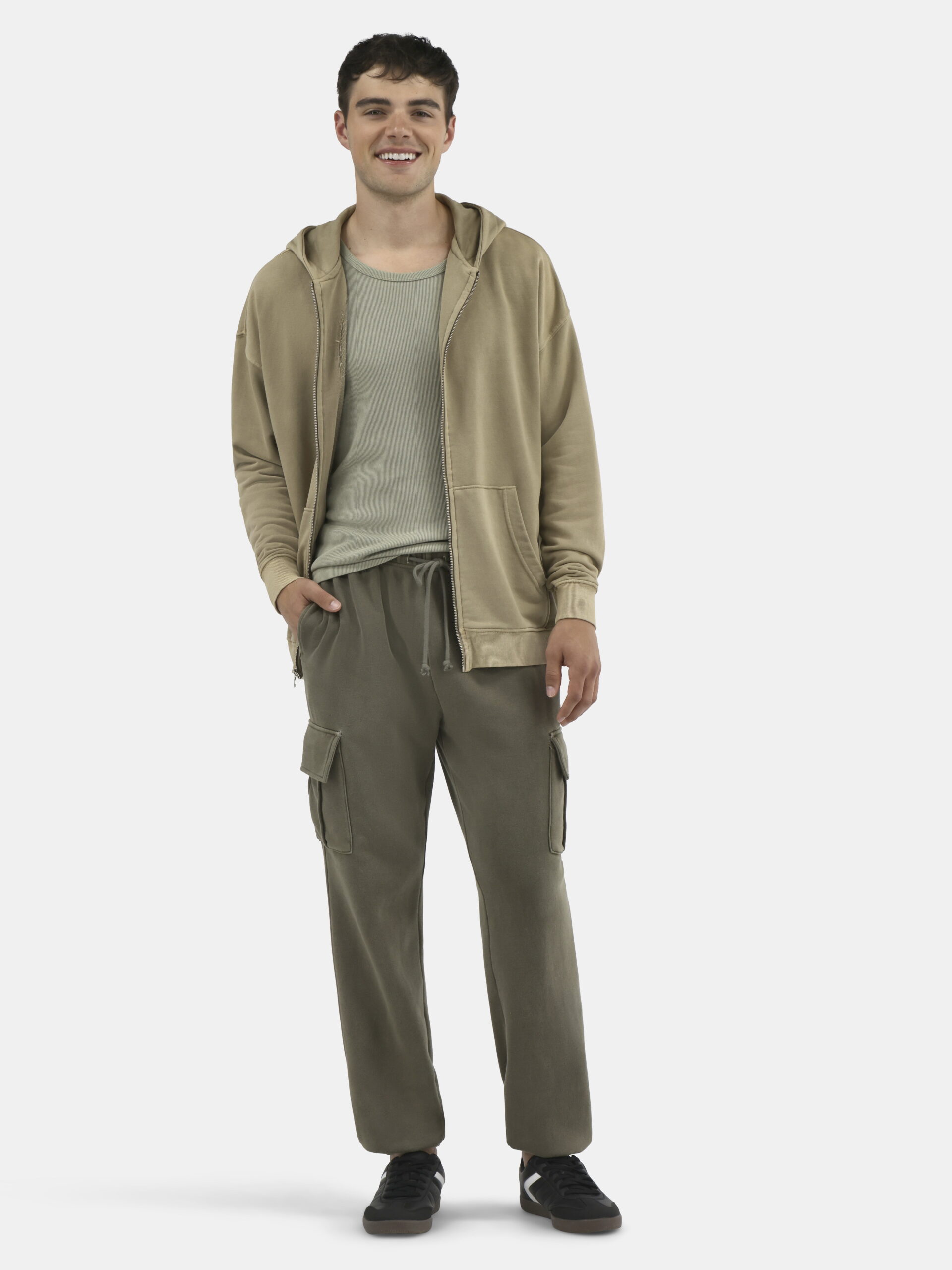 No Boundaries Men's & Big Men's Cargo Jogger Fleece Sweatpants, Sizes XS-5XL - Image 2