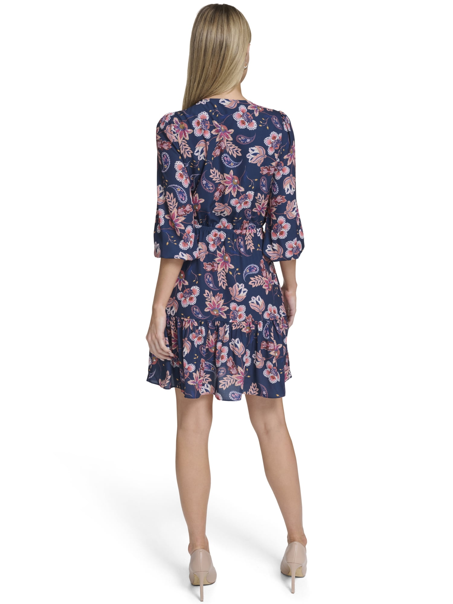 Falling Flowers Women's Blouson Tiered Dress, Sizes XS-XL - Image 4
