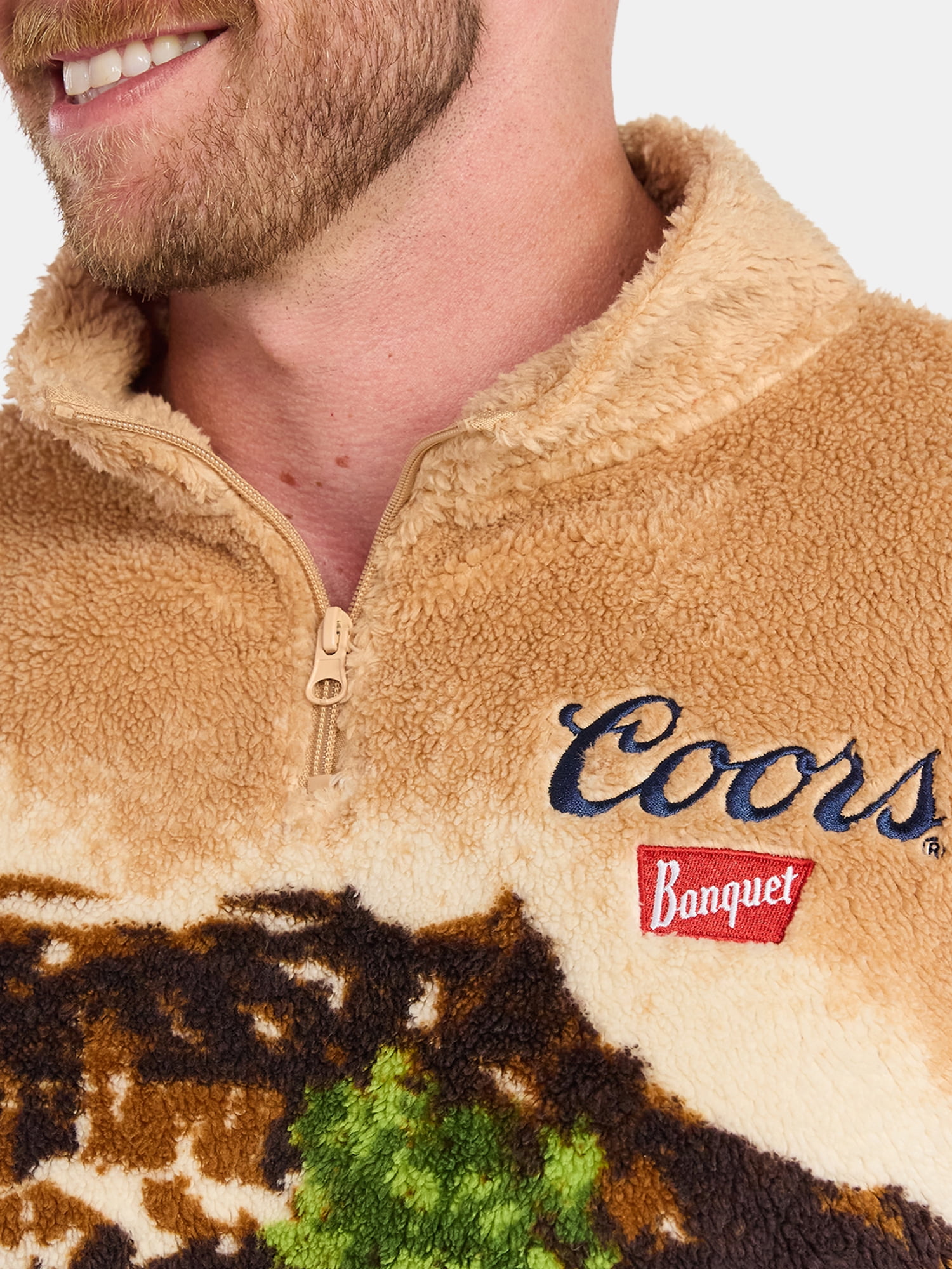 Coors Men's and Big Men's Scenic Print Fleece Quarter Zip Jacket, Sizes XS-3XL - Image 4