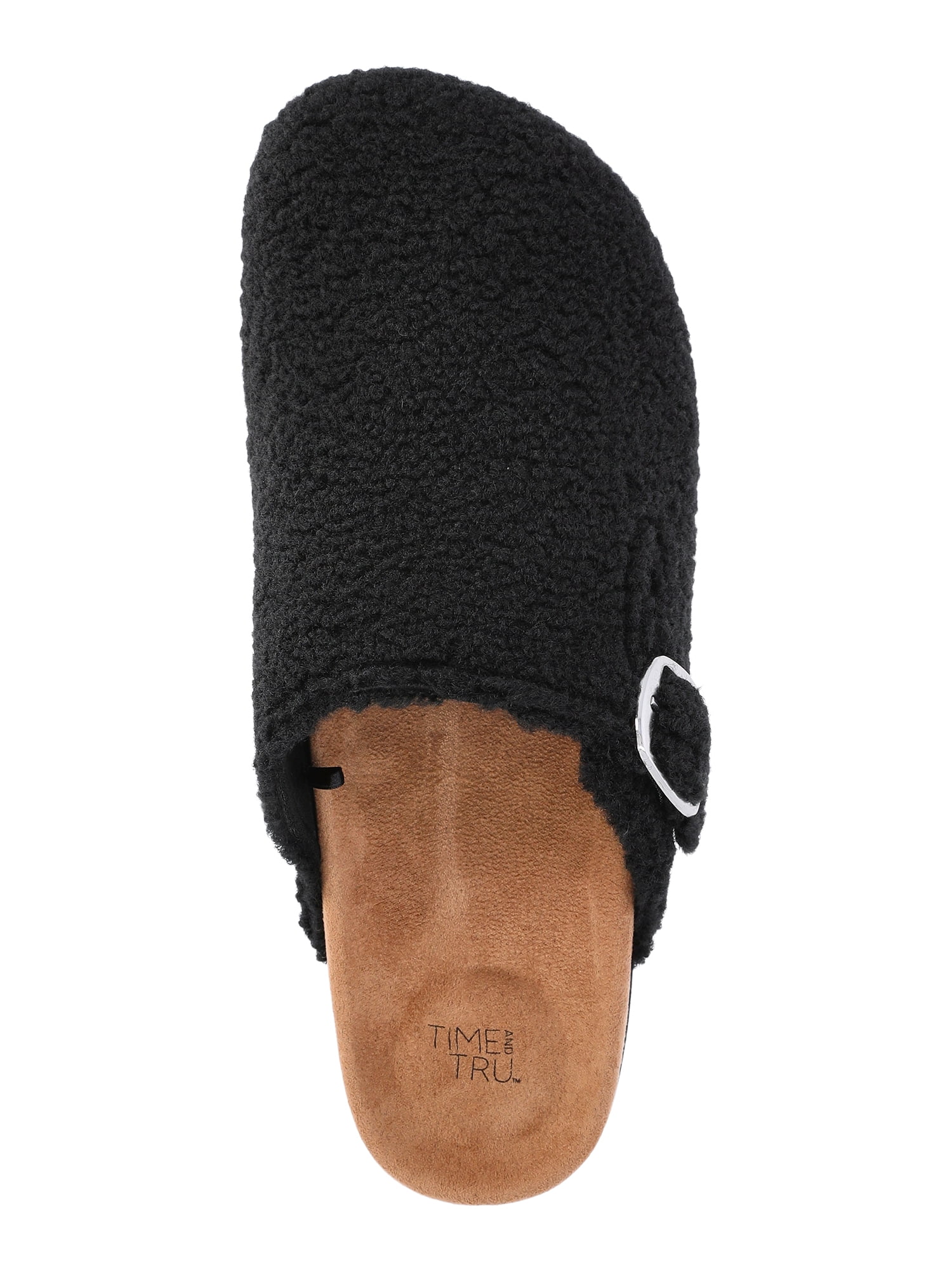 Time and Tru Women's Faux Shearling Buckle Clogs - Image 4