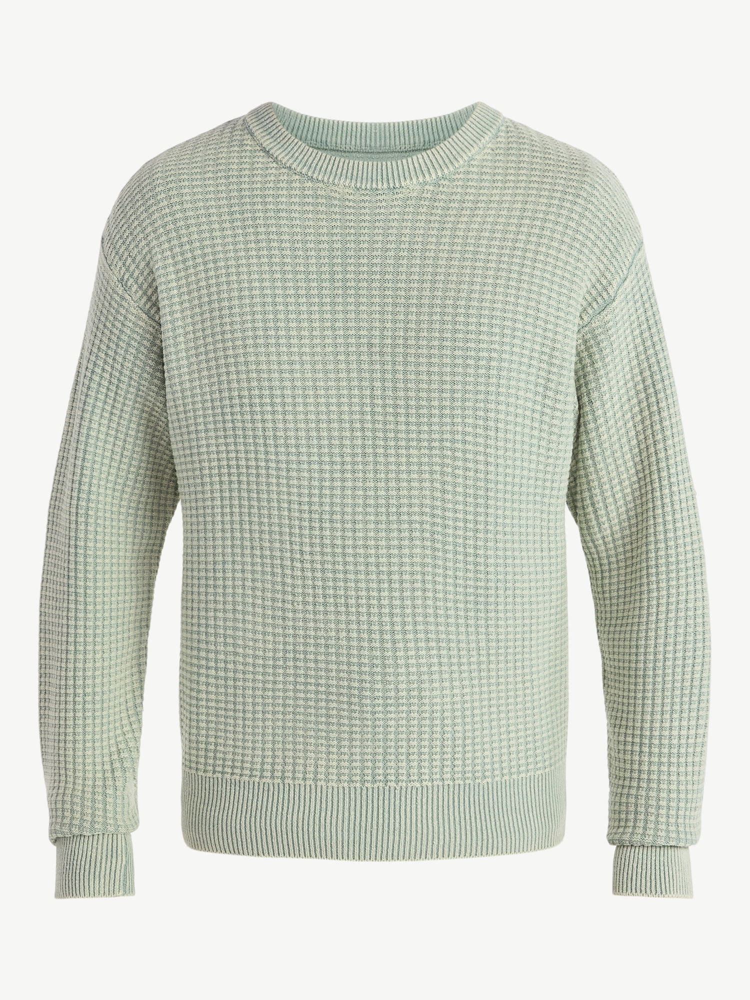 No Boundaries Men's & Big Men's Thermal Stitch Crewneck Sweater, Midweight, Sizes XS-3XL - Image 5