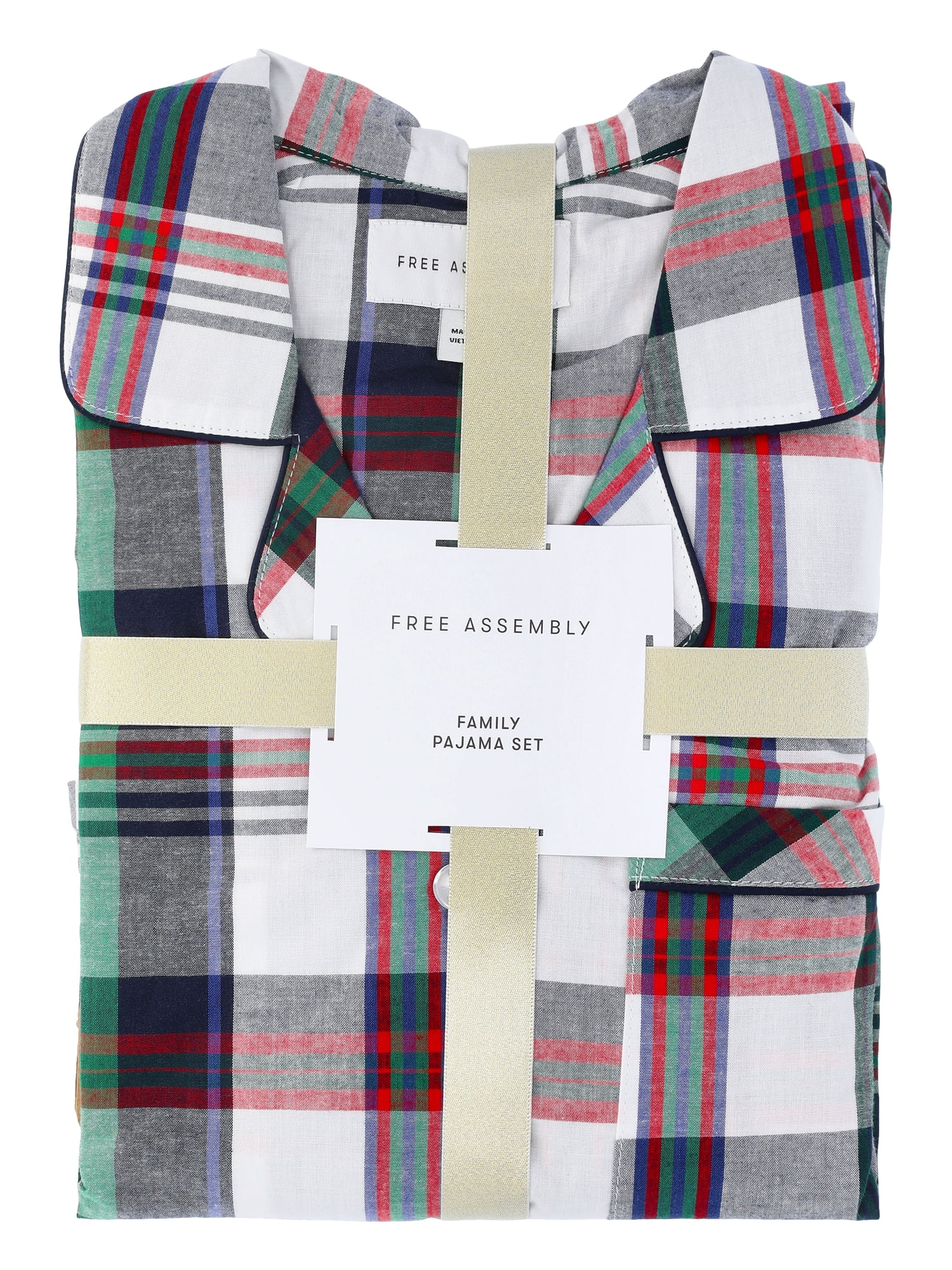 Free Assembly Matching Family Pajamas Men's Cotton Plaid Notch Collar Top and Pants Gift Set, 2-Piece, Sizes XS-3X - Image 3