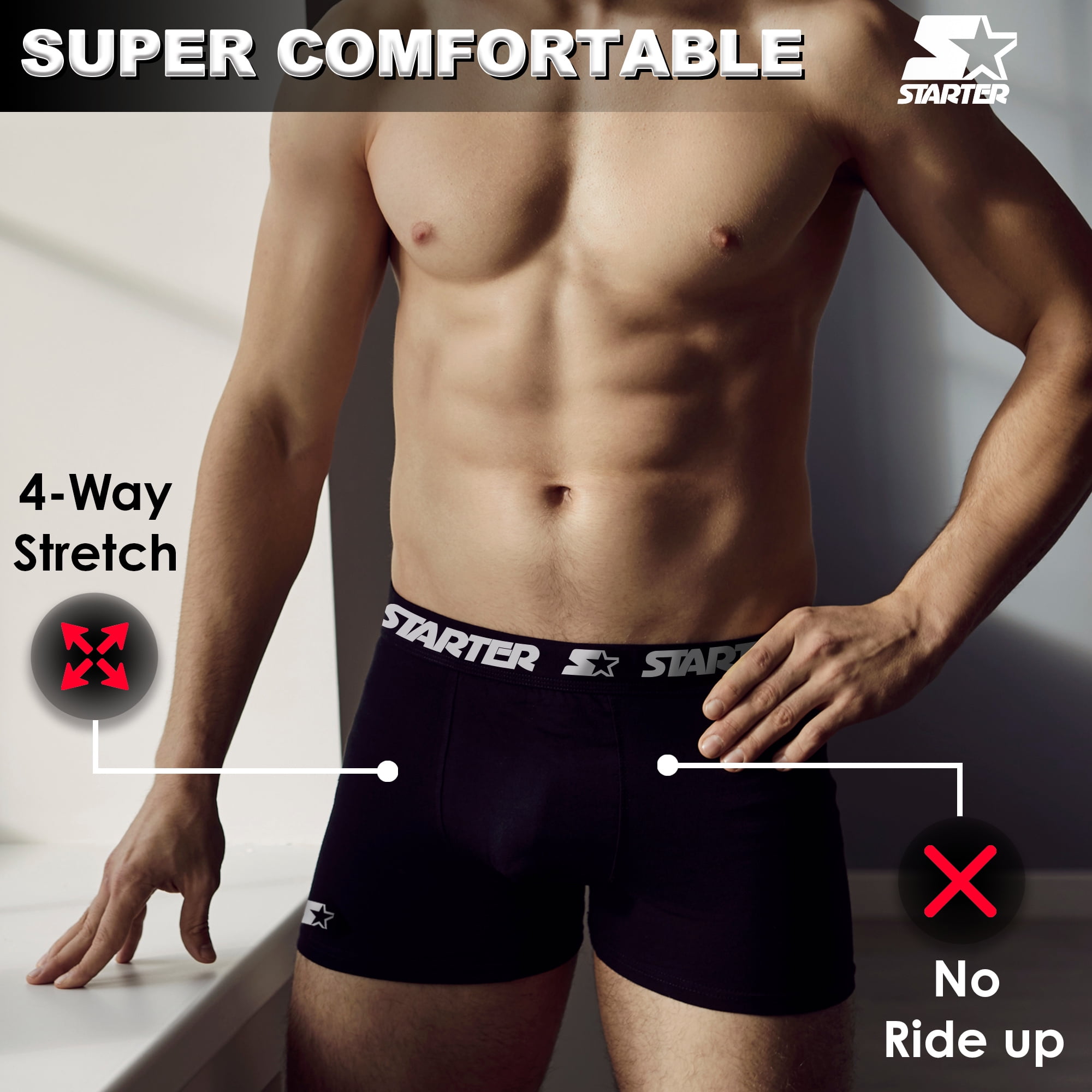 Starter Mens Boxer Briefs Active Performance Breathable Underwear for Men, Pack A 10-Pack - Image 2