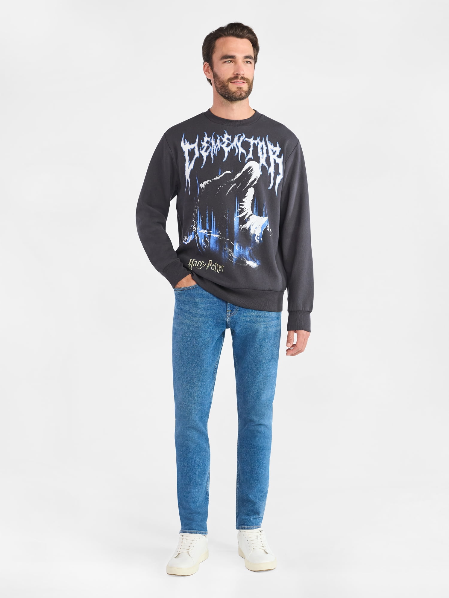 Harry Potter Men's and Big Men's Dementor Front Back Graphic Sweatshirt with Long Sleeves, Sizes S-3XL - Image 2