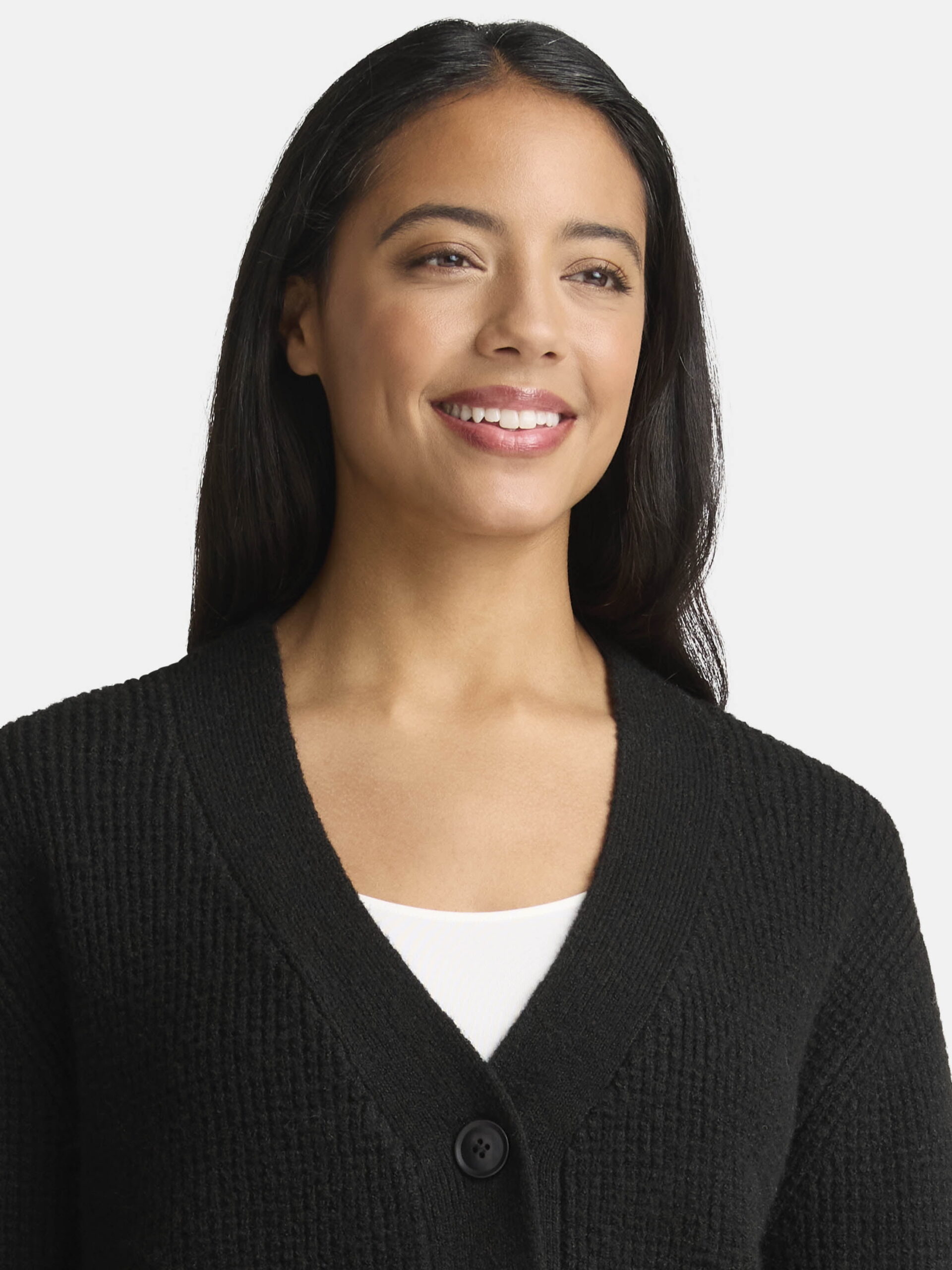 Time and Tru Women's and Women's Plus Cardigan and Pants Sweater Set, 2-Piece, Sizes XS-4X - Image 2