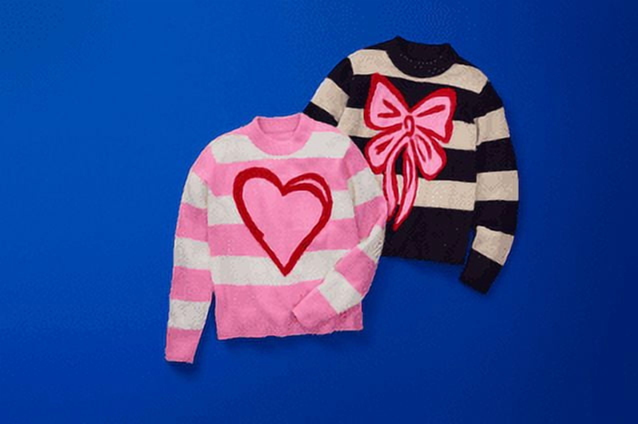 99 Jane Street Women’s and Women's Plus Striped Sweater with Heart Design, Sizes XS-4X - Image 2