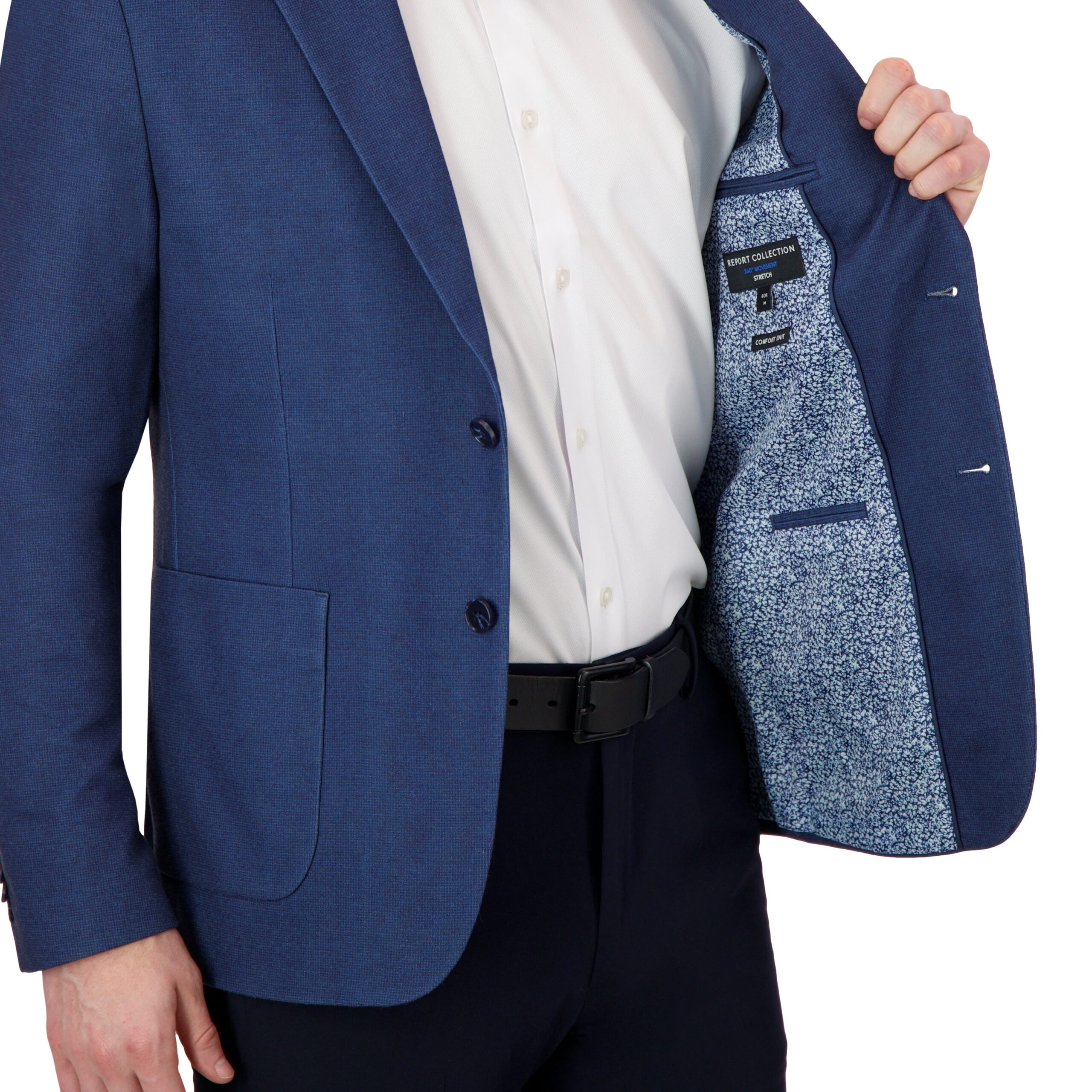 Report Collection Notch Collar Fully Lined Patch Pocket Knit Men's Jacket - Image 6