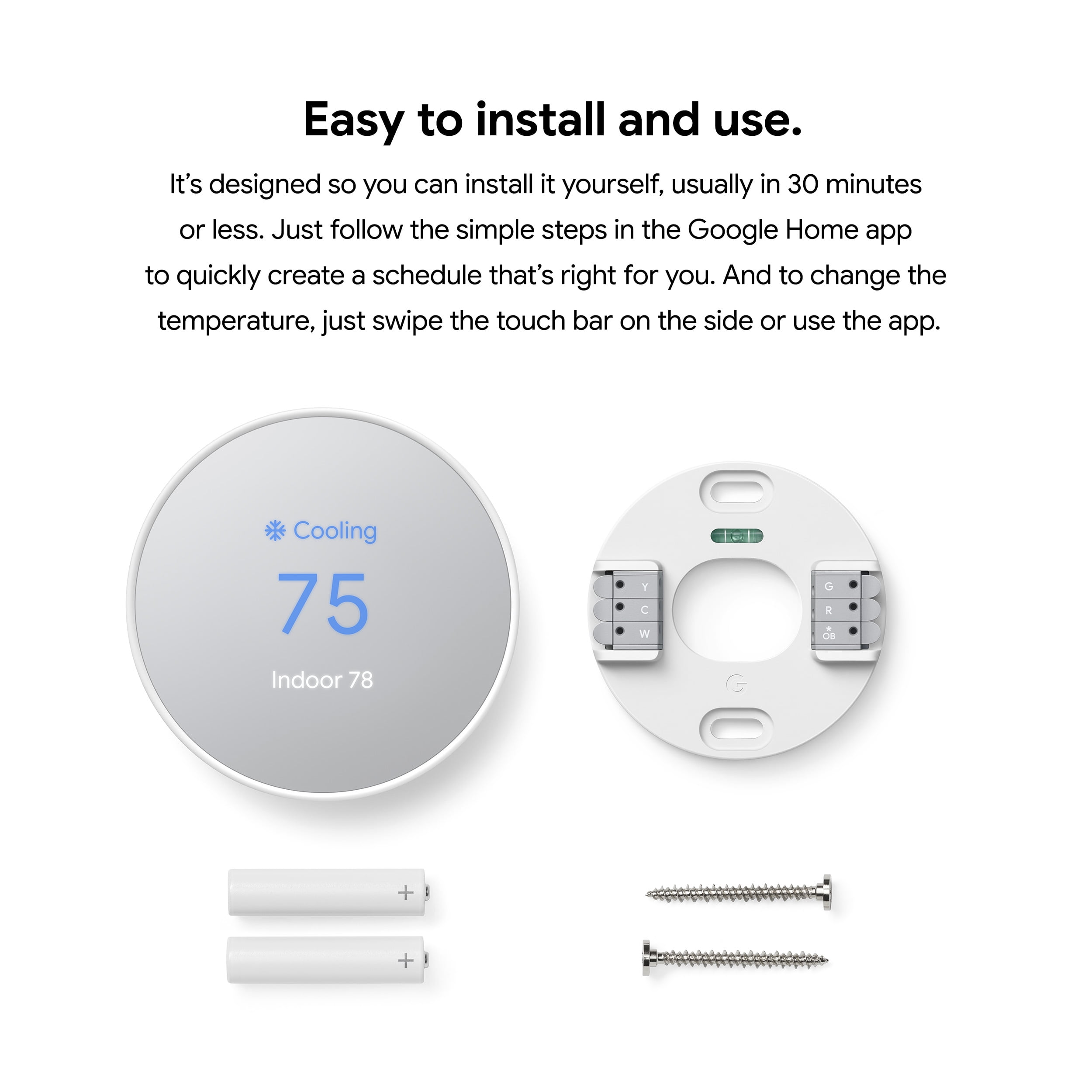 Google Nest Thermostat, Snow - Image 4