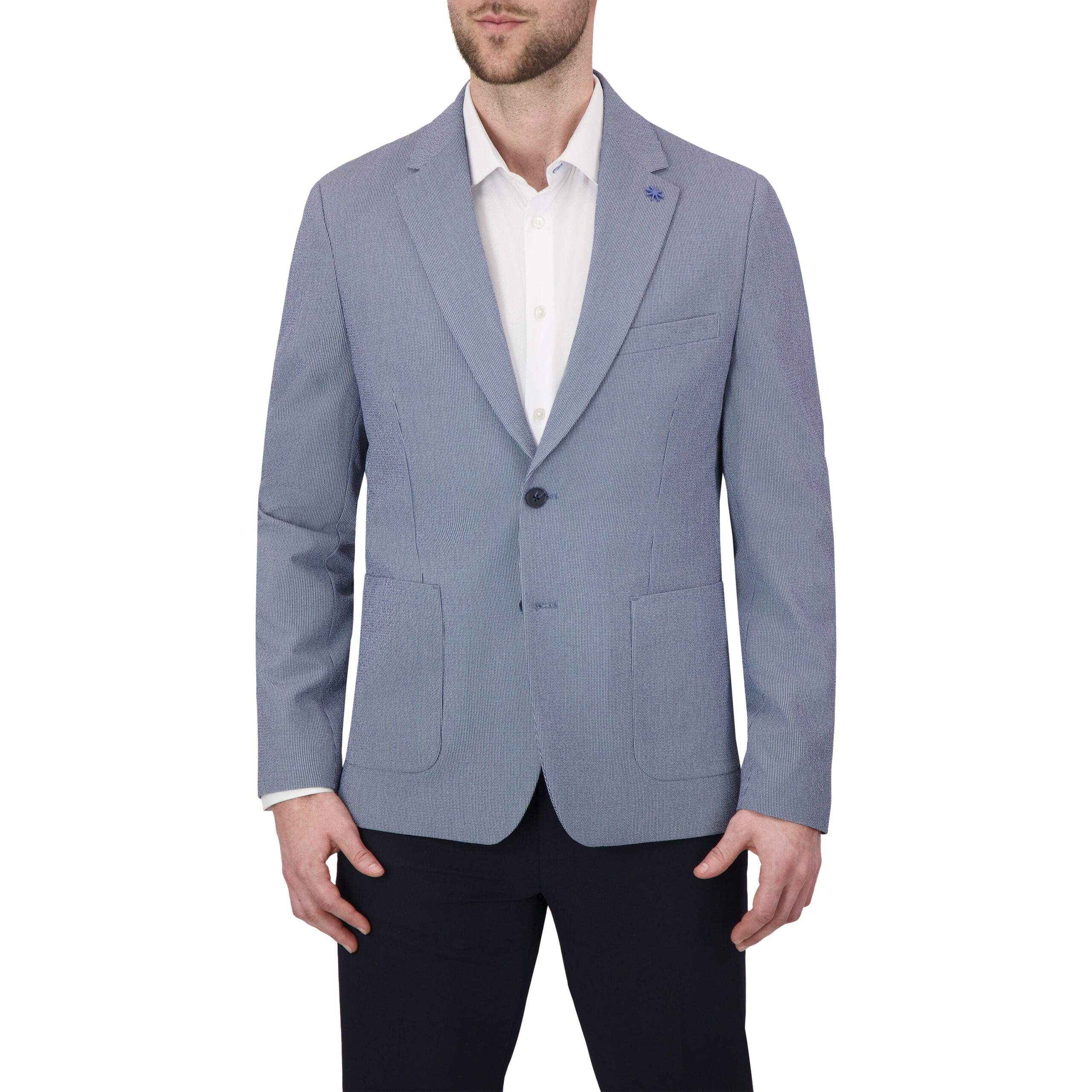 Report Collection Single Breast Full Lined Patch Pocket Seersucker Men's Jacket - Image 6