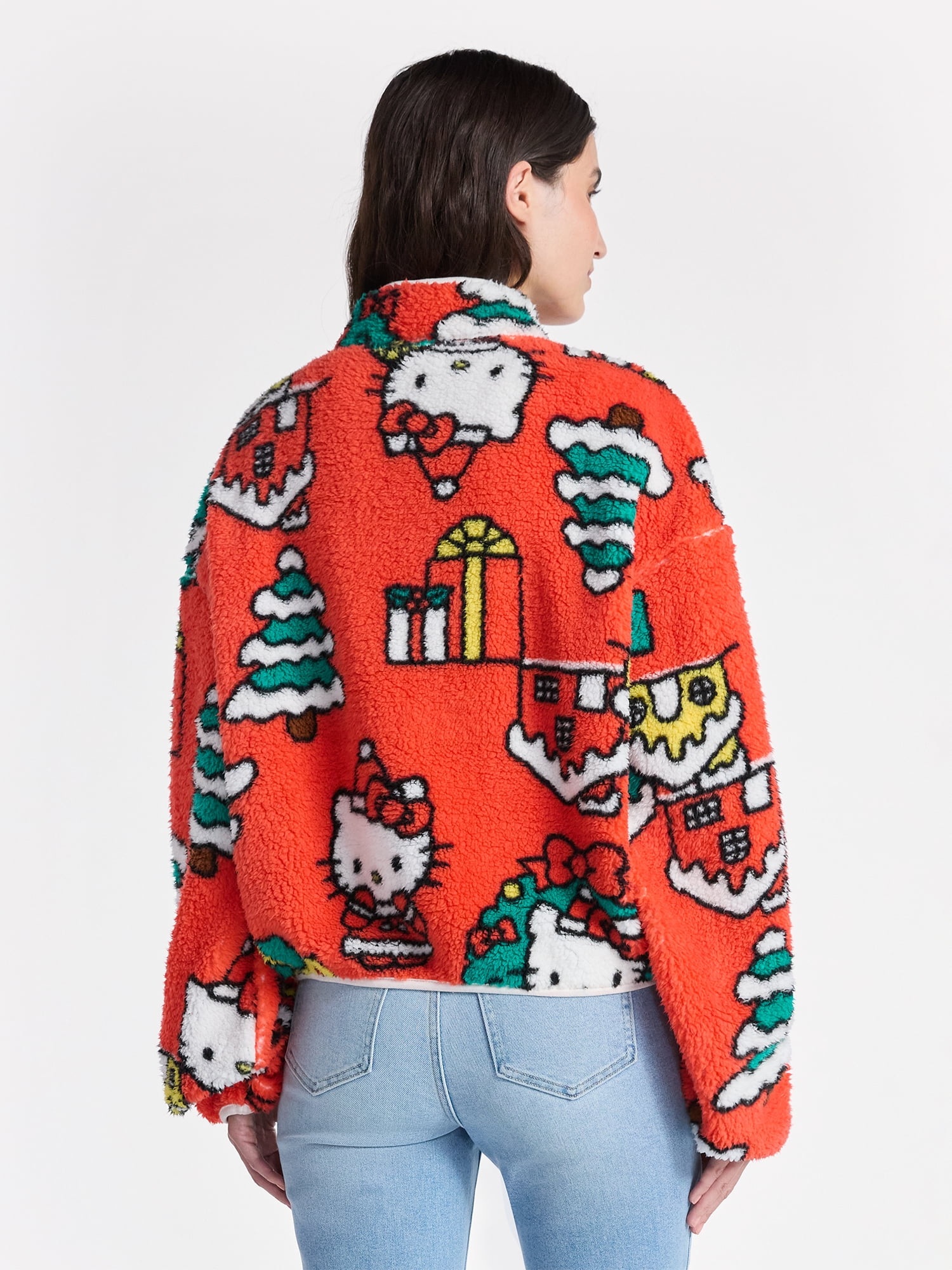 Hello Kitty Women’s Christmas Print Woobie Fleece Jacket, Sizes XXS-XXL - Image 4