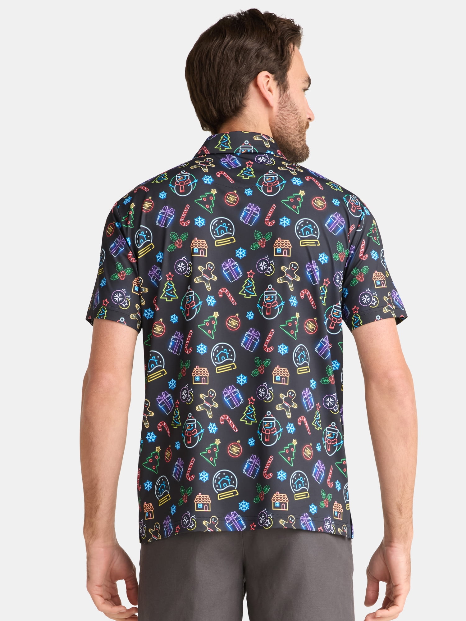 Birdie Bound Men's Christmas Holiday Print Golf Polo Shirt, Sizes S-3XL - Image 3