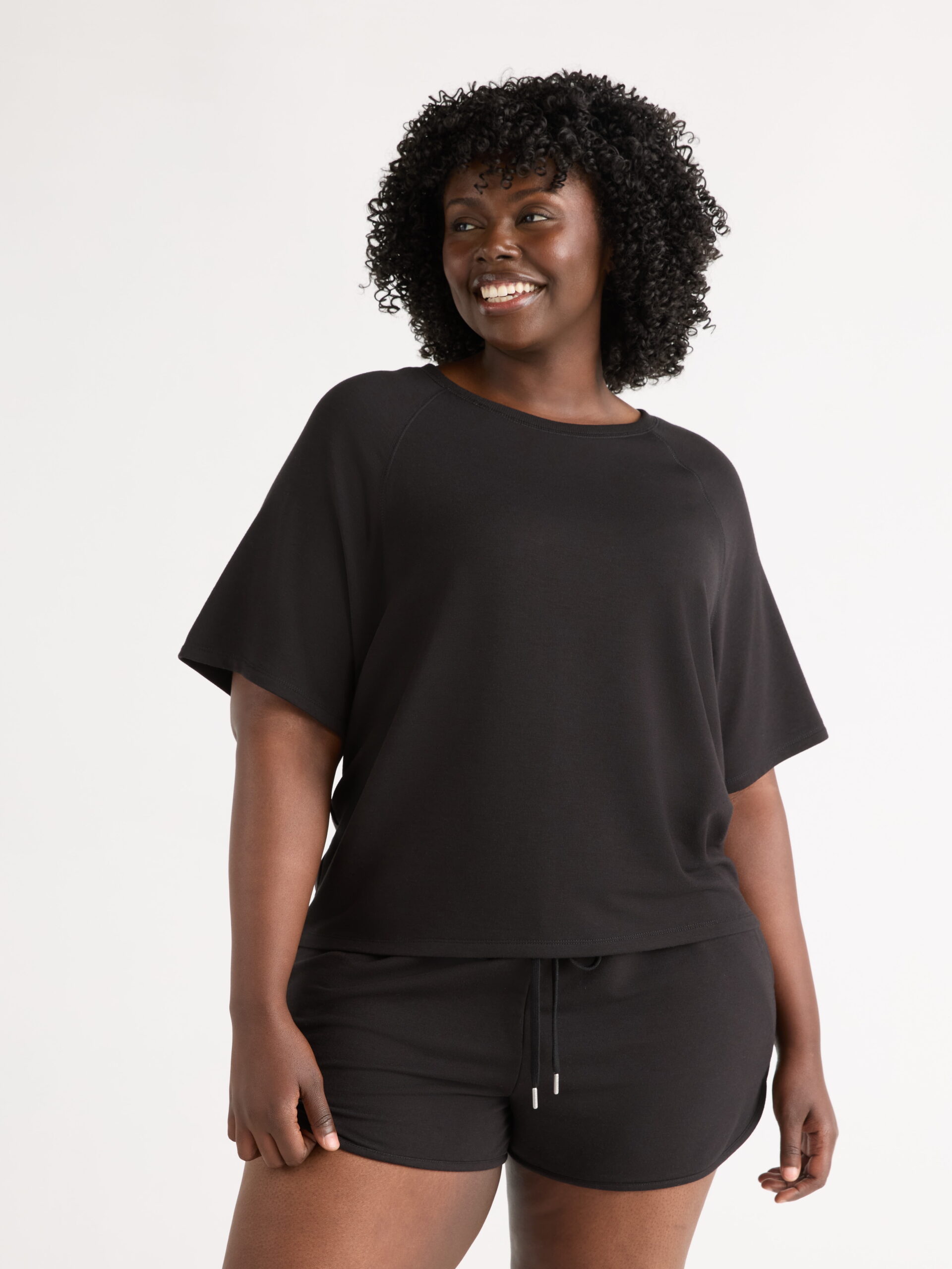 Joyspun Women's French Terry Short Sleeve Top and Shorts Pajama Set, 2-Piece, Sizes XS-3X - Image 5