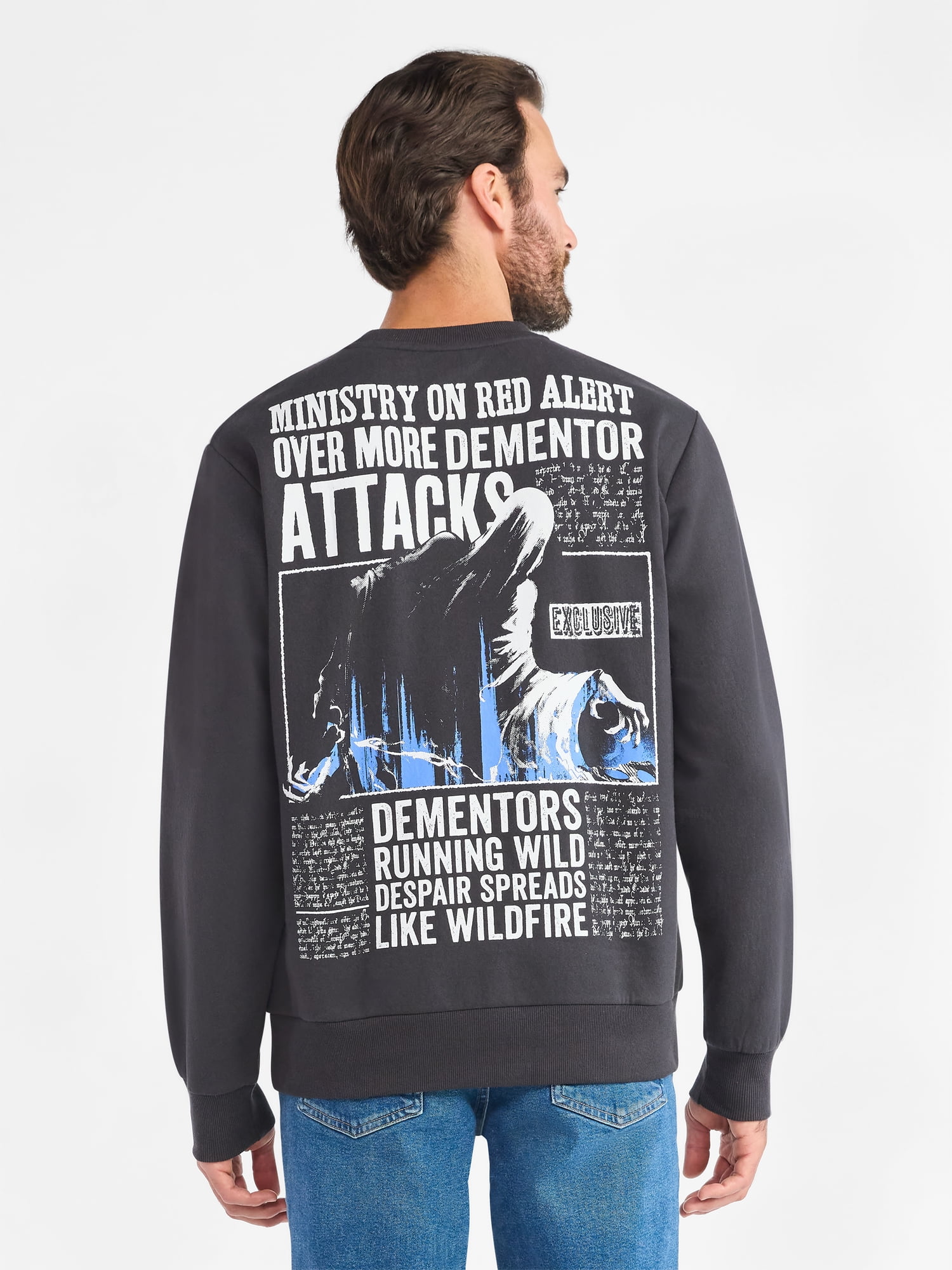 Harry Potter Men's and Big Men's Dementor Front Back Graphic Sweatshirt with Long Sleeves, Sizes S-3XL - Image 3
