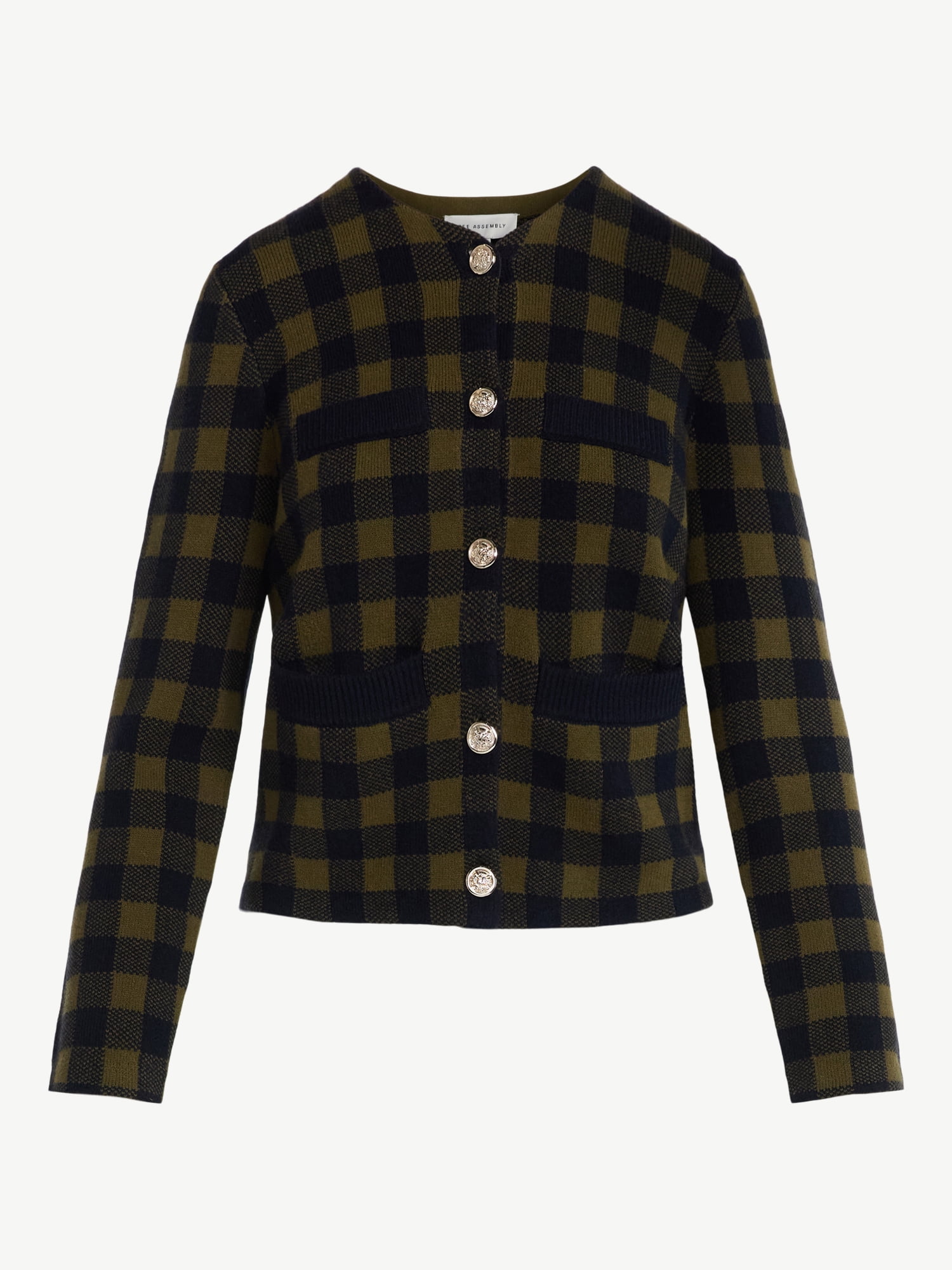 Free Assembly Women's Plaid Cardigan Sweater with Double Welt Pockets, Midweight, Sizes XS-XXL - Image 5