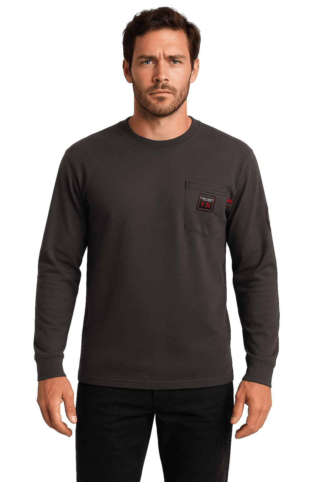 Bass Creek Outfitters Men's Flame Resistant Long Sleeve Crewneck Knit Top, Sizes M-2XL