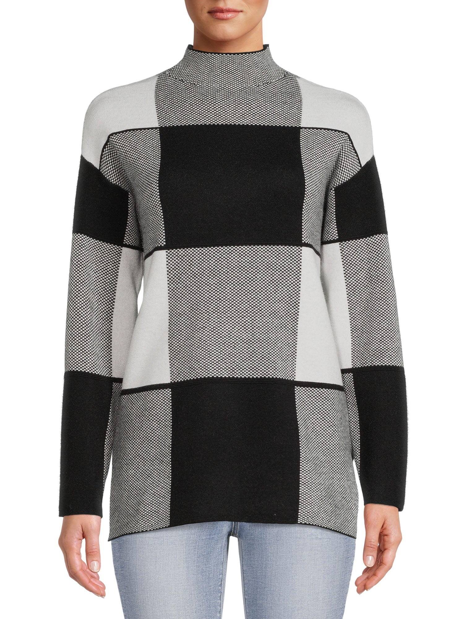 By Design Women’s Funnel-Neck Print Sweater