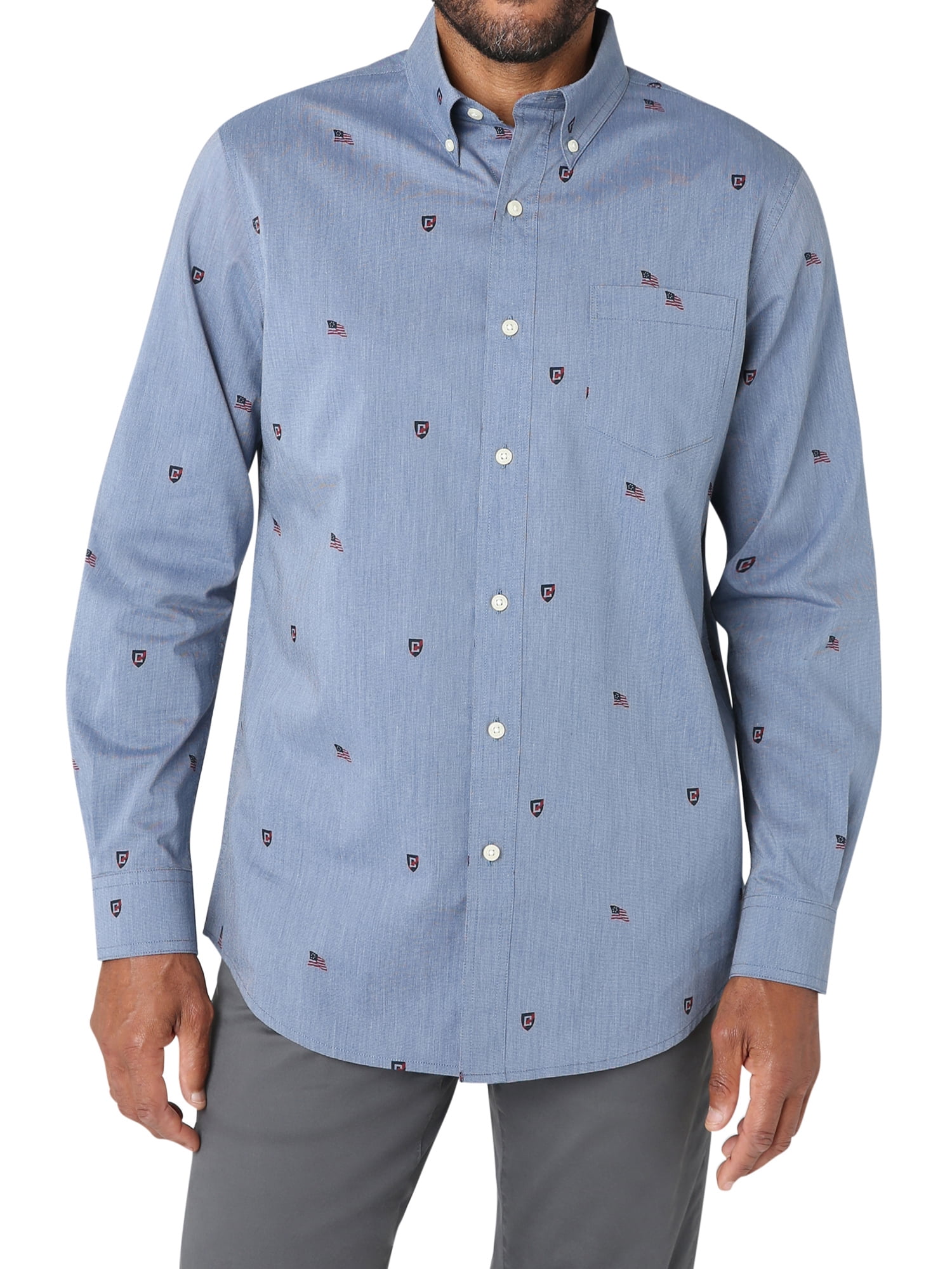 Chaps Men's Long Sleeve Sustainable Easy Care Woven Shirt -Sizes XS up to 4XB