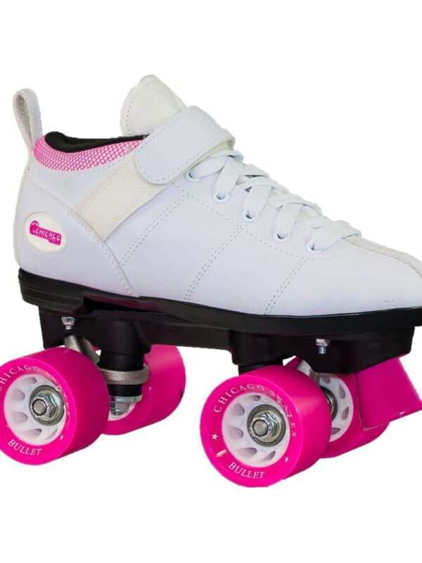 Chicago Ladies Bullet Speed Skates White Classic Quad Roller Skate, Size 10