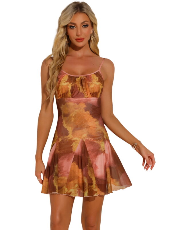 DARING DIVA Floral Spaghetti Ruched Bust Boho Dress XS Brick red