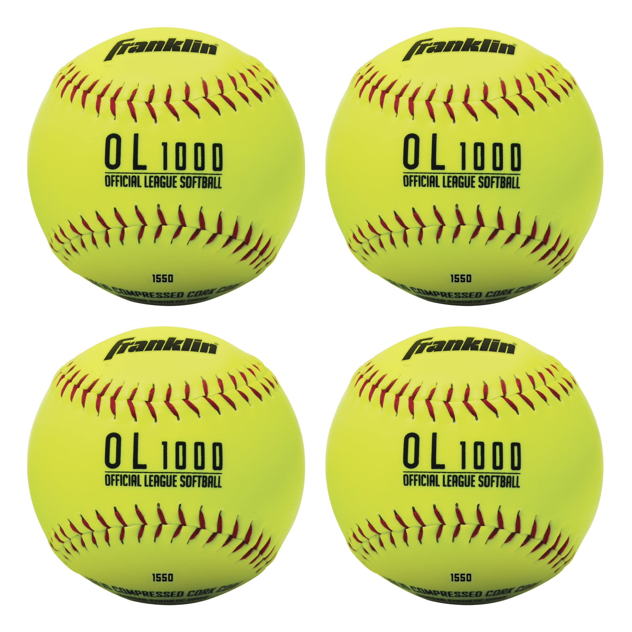 Franklin Sports Practice Softballs - (4) Official 12" Softballs + Bag