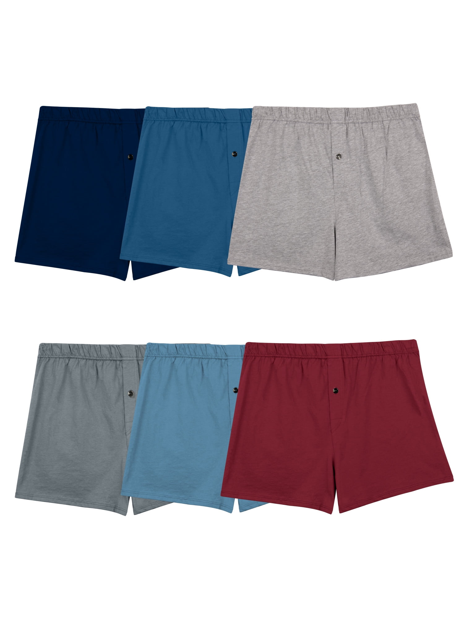 Fruit of the Loom Men's Knit Boxers - Relaxed Fit, Soft Cotton, Moisture-Wicking, 6-Pack, S-5XB